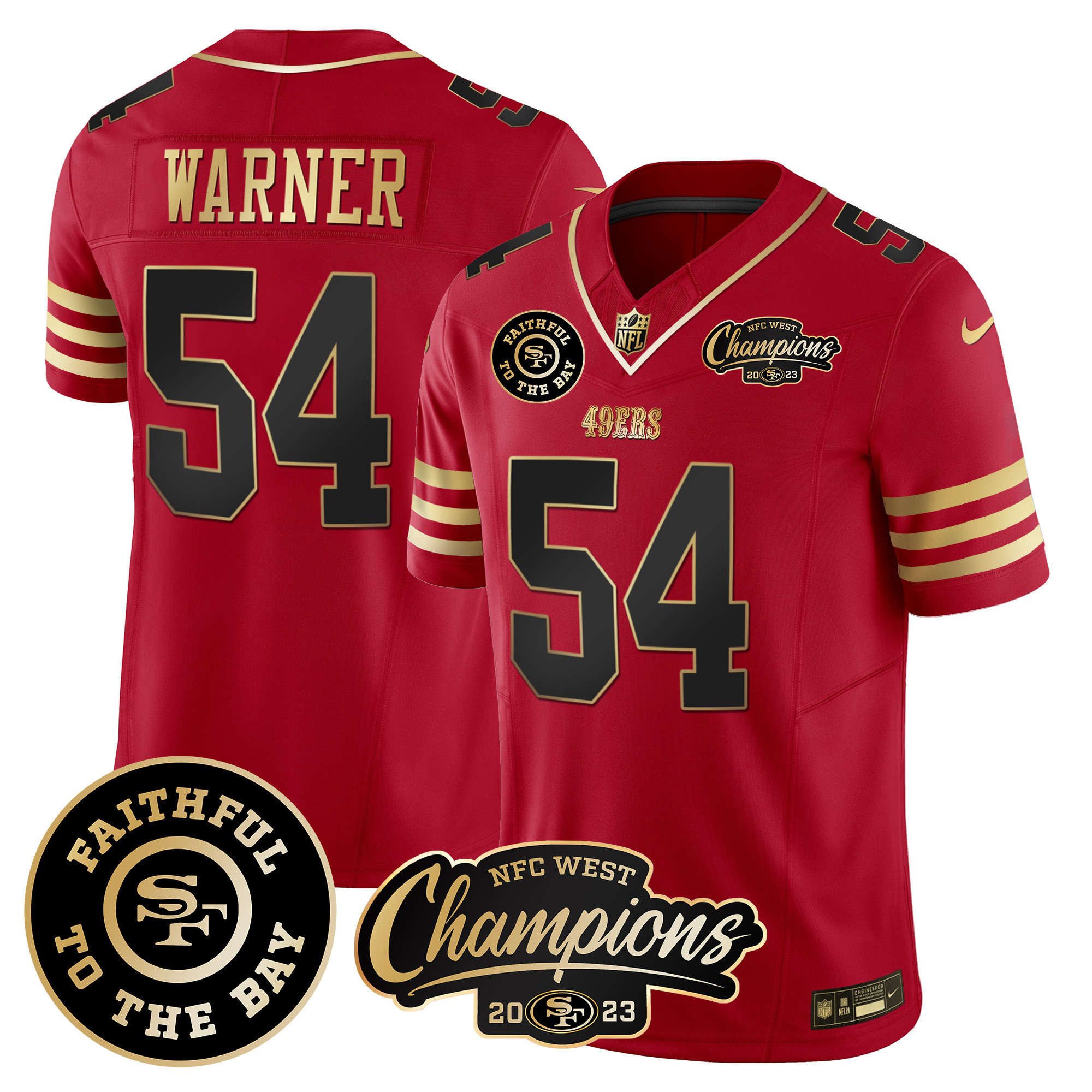 Men's 49ers Faithful & 2023 NFC West Champions Patch Vapor Jersey - All Stitched - Image 15