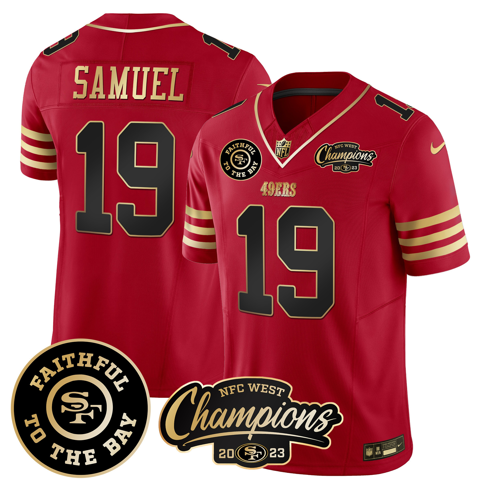Men's 49ers Faithful & 2023 NFC West Champions Patch Vapor Jersey - All Stitched - Image 12