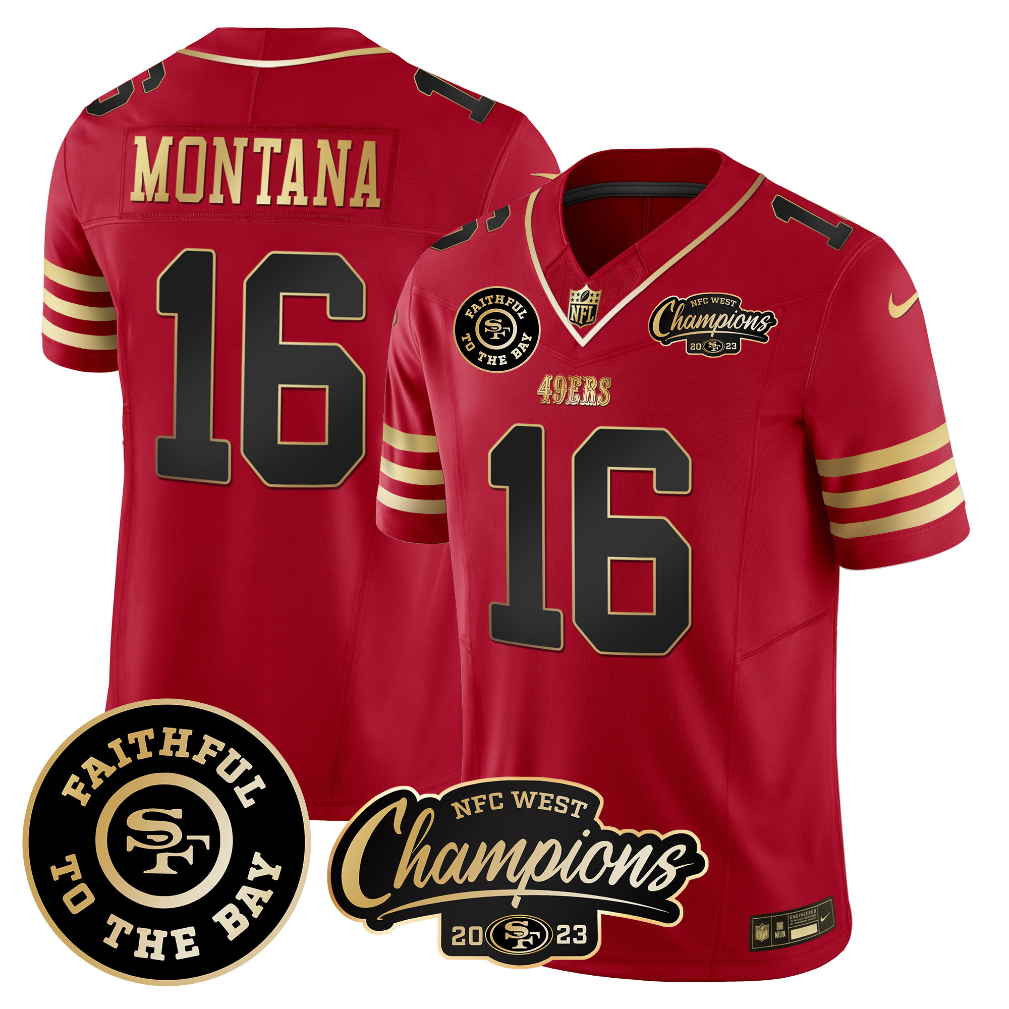 Men's 49ers Faithful & 2023 NFC West Champions Patch Vapor Jersey - All Stitched - Image 18