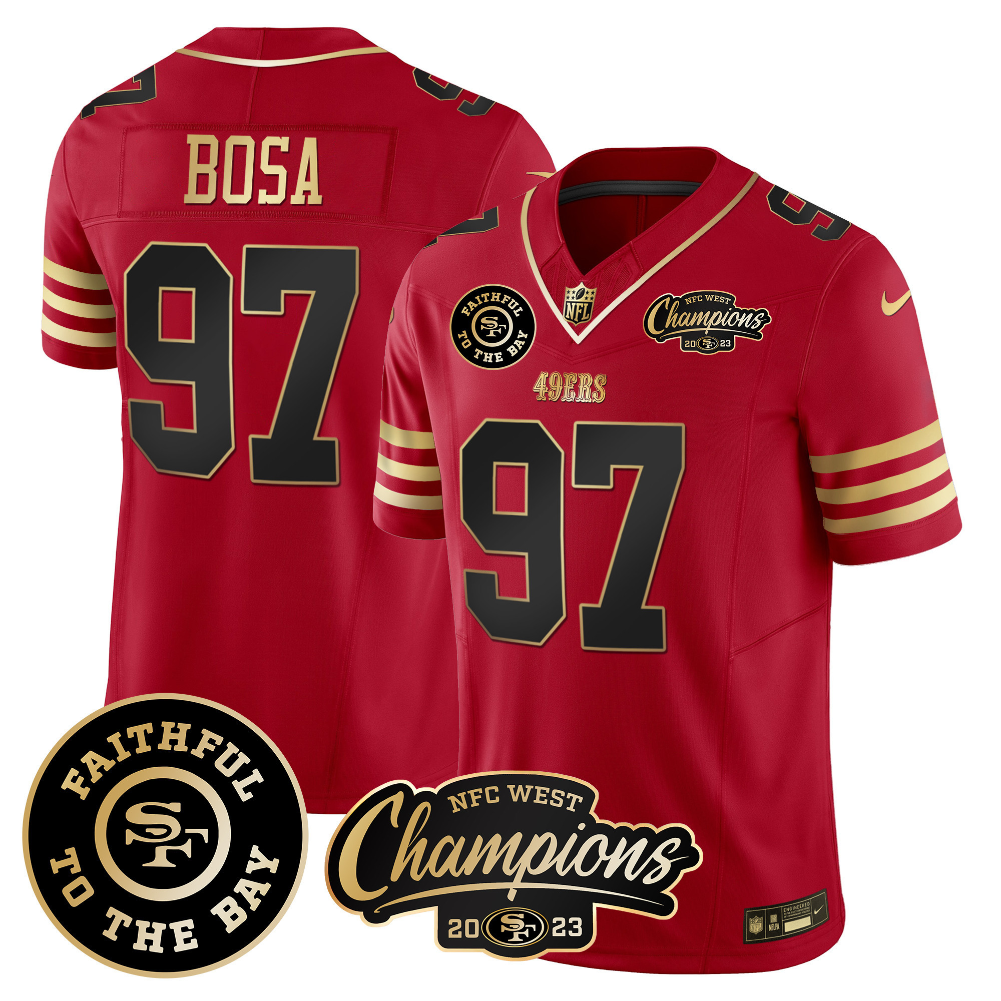 Men's 49ers Faithful & 2023 NFC West Champions Patch Vapor Jersey - All Stitched - Image 17