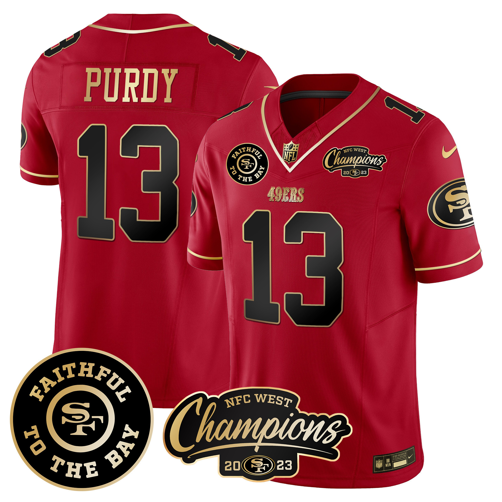 Men's 49ers Faithful & 2023 NFC West Champions Patch Vapor Jersey - All Stitched - Image 23