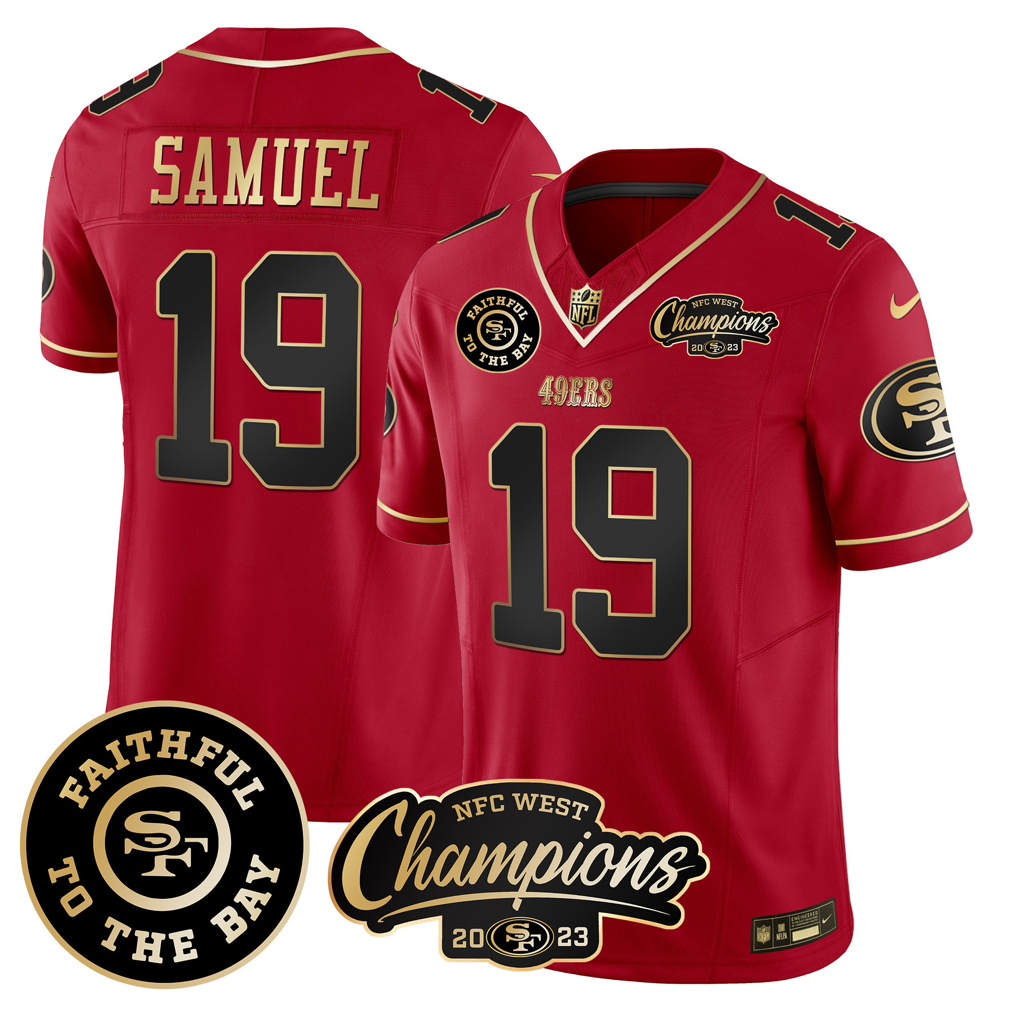 Men's 49ers Faithful & 2023 NFC West Champions Patch Vapor Jersey - All Stitched - Image 22