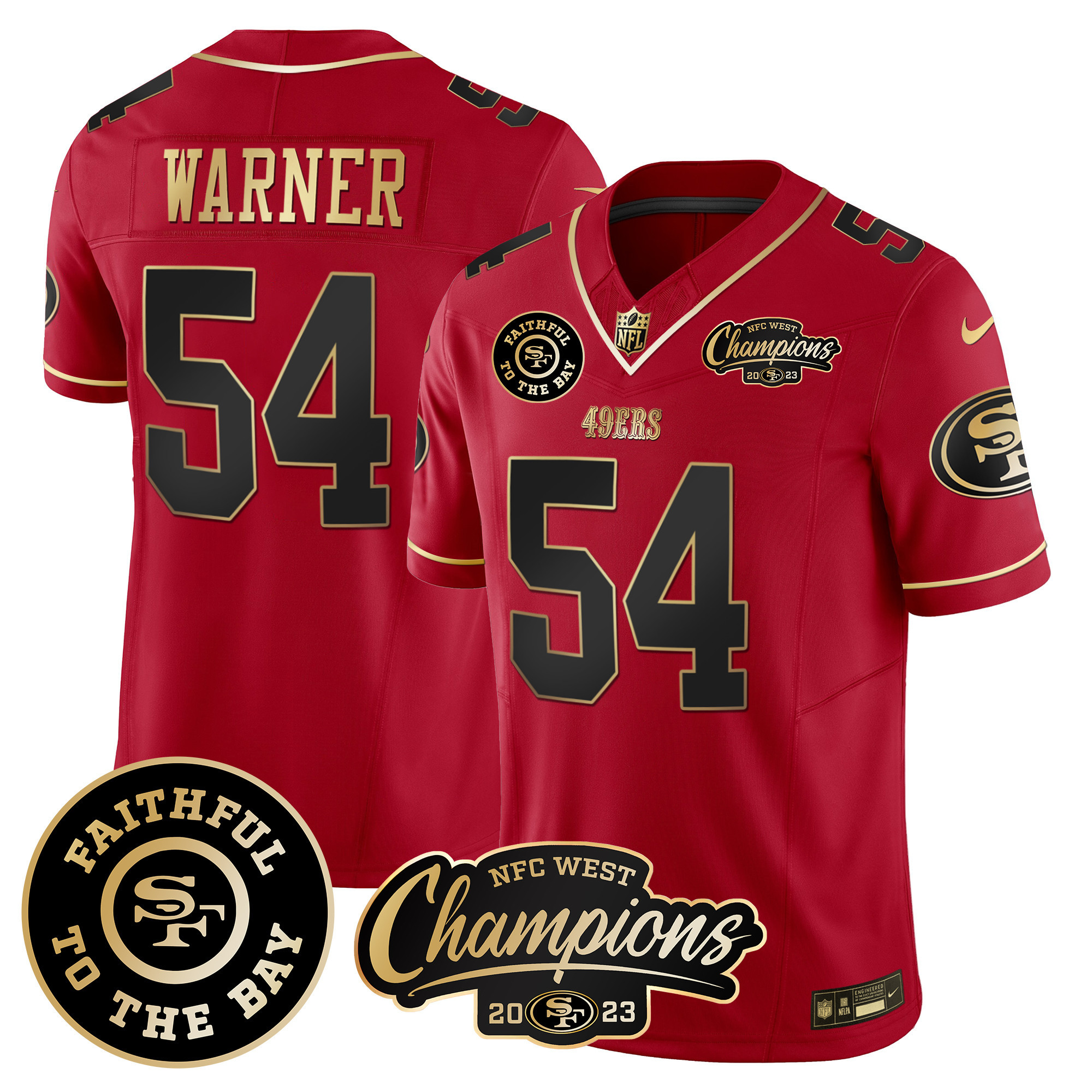Men's 49ers Faithful & 2023 NFC West Champions Patch Vapor Jersey - All Stitched - Image 25