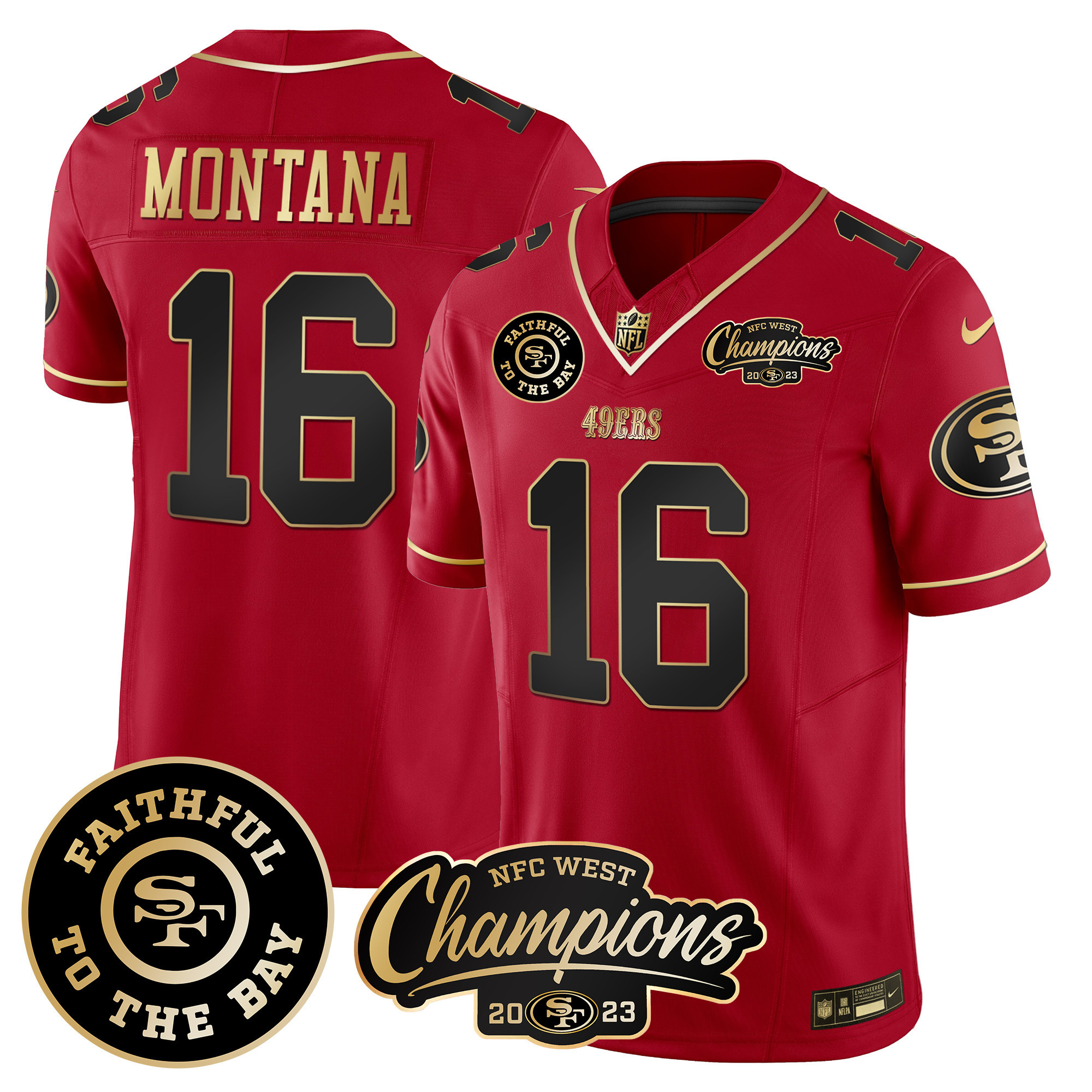 Men's 49ers Faithful & 2023 NFC West Champions Patch Vapor Jersey - All Stitched - Image 28