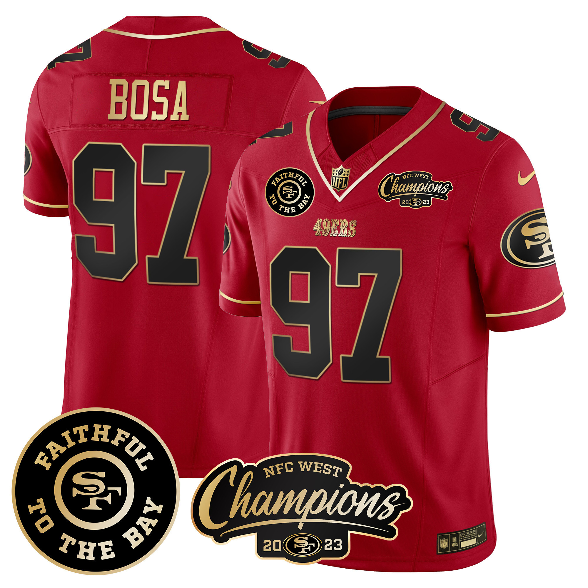Men's 49ers Faithful & 2023 NFC West Champions Patch Vapor Jersey - All Stitched - Image 27