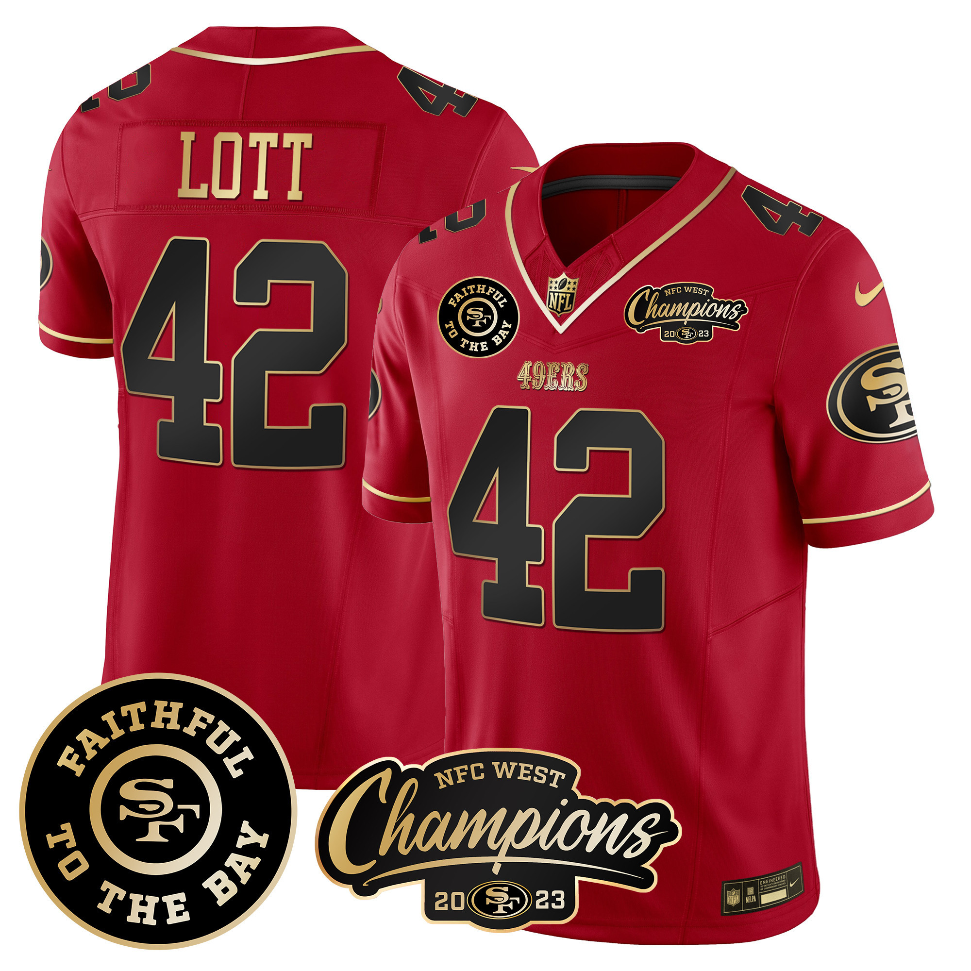 Men's 49ers Faithful & 2023 NFC West Champions Patch Vapor Jersey - All Stitched - Image 29