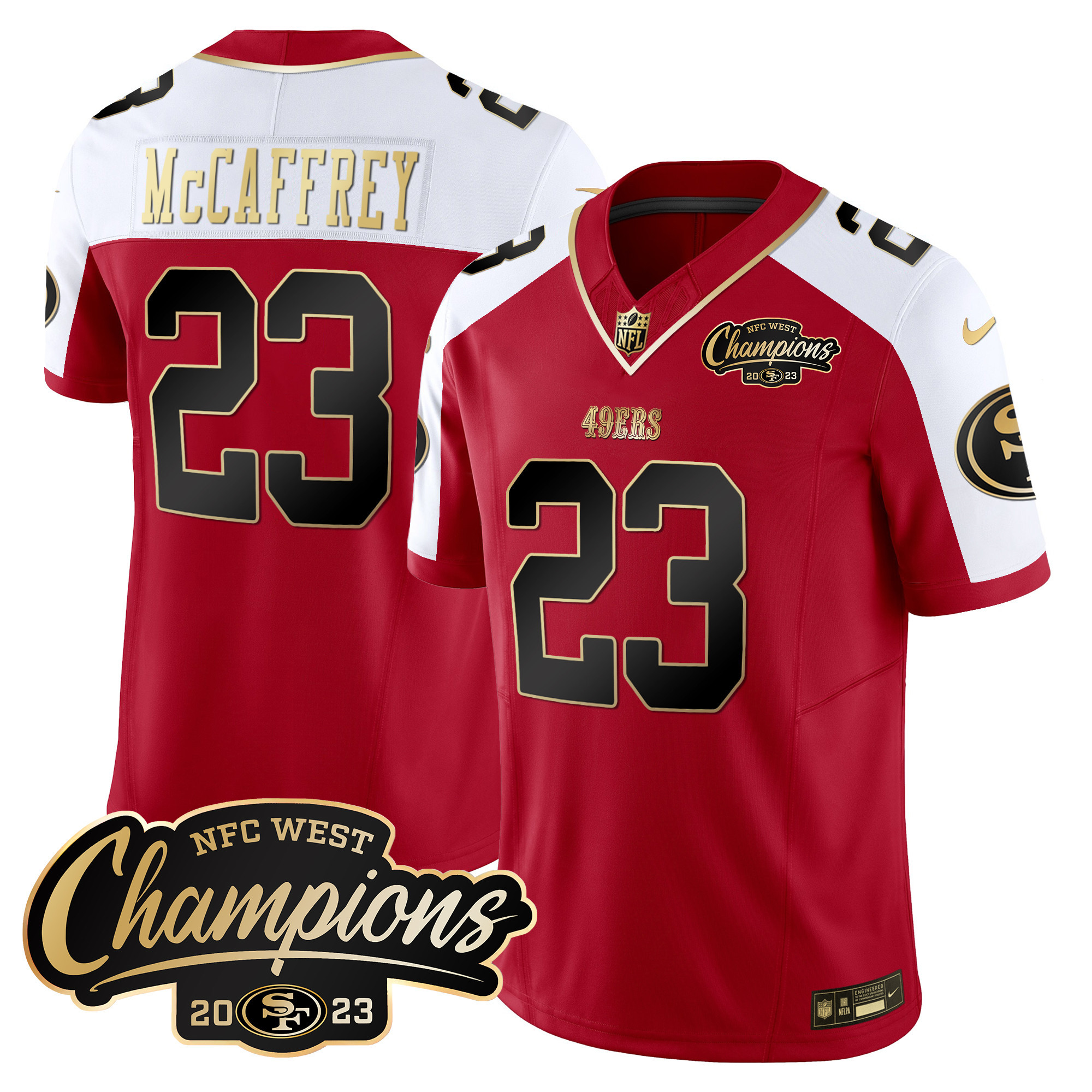 Men's 49ers 2023 NFC West Champions Patch Vapor Jersey - All Stitched - Image 31