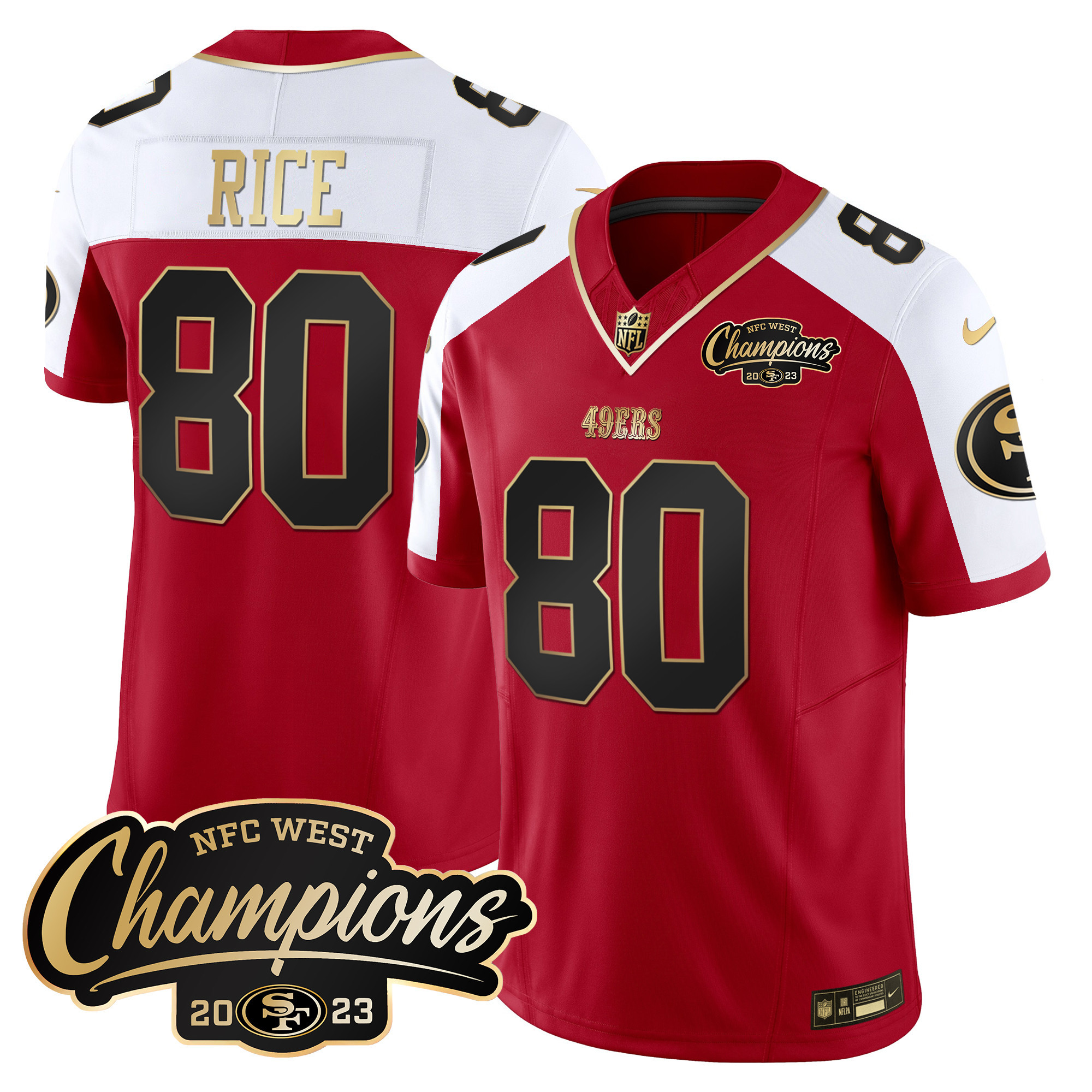 Men's 49ers 2023 NFC West Champions Patch Vapor Jersey - All Stitched - Image 36