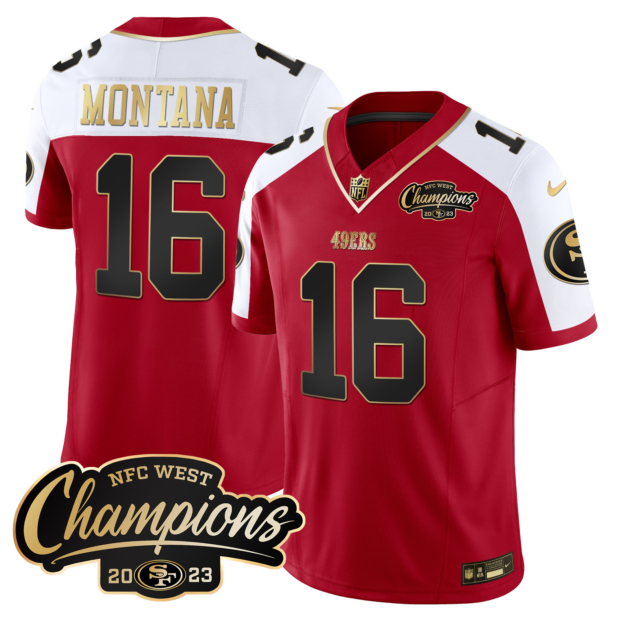 Men's 49ers 2023 NFC West Champions Patch Vapor Jersey - All Stitched - Image 38