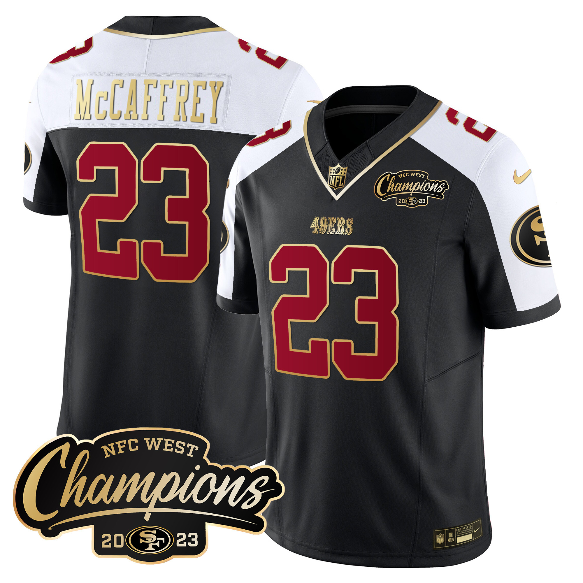 Men's 49ers 2023 NFC West Champions Patch Vapor Jersey - All Stitched