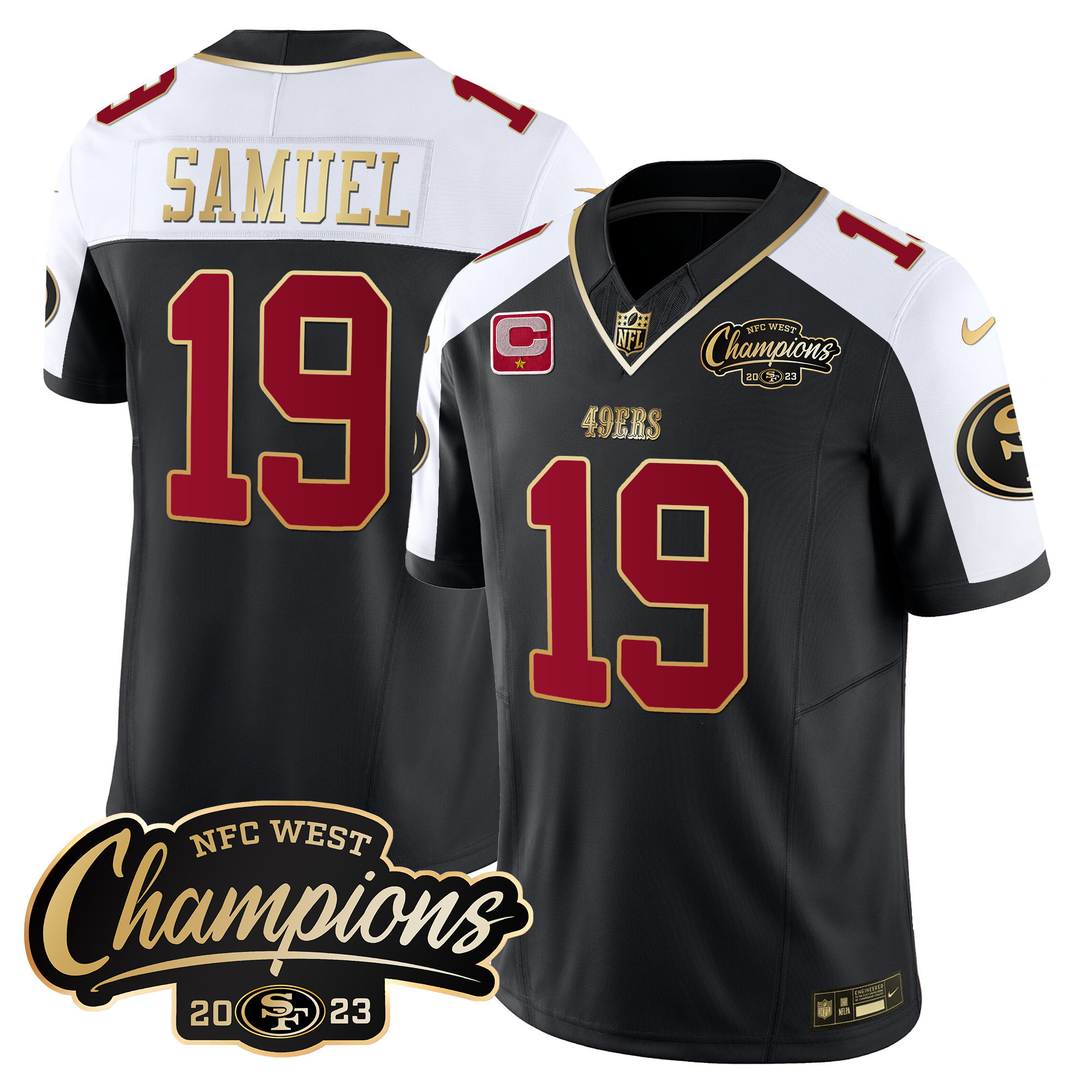 Men's 49ers 2023 NFC West Champions Patch Vapor Jersey - All Stitched - Image 2
