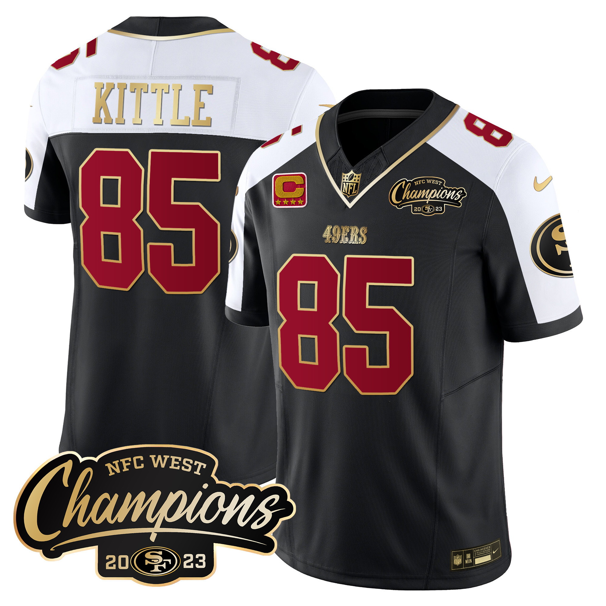 Men's 49ers 2023 NFC West Champions Patch Vapor Jersey - All Stitched - Image 4