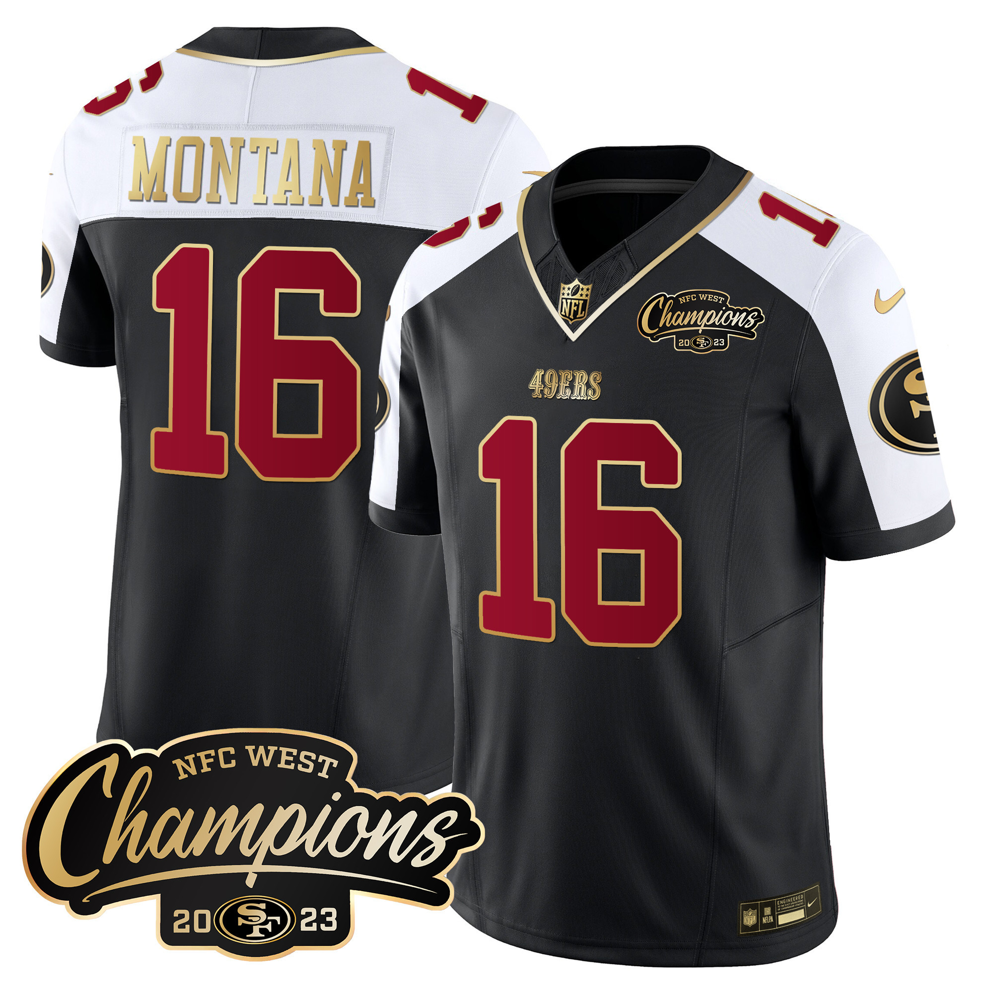 Men's 49ers 2023 NFC West Champions Patch Vapor Jersey - All Stitched - Image 8