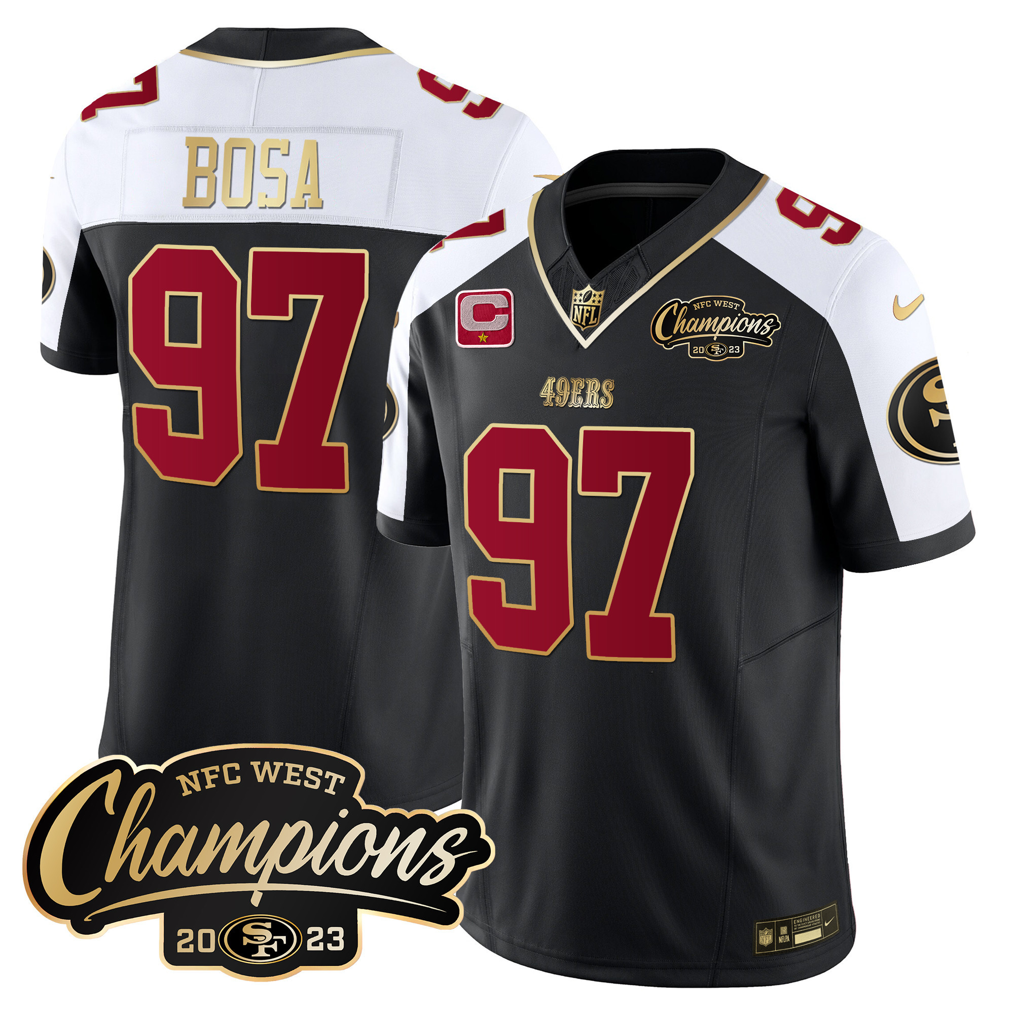 Men's 49ers 2023 NFC West Champions Patch Vapor Jersey - All Stitched - Image 7