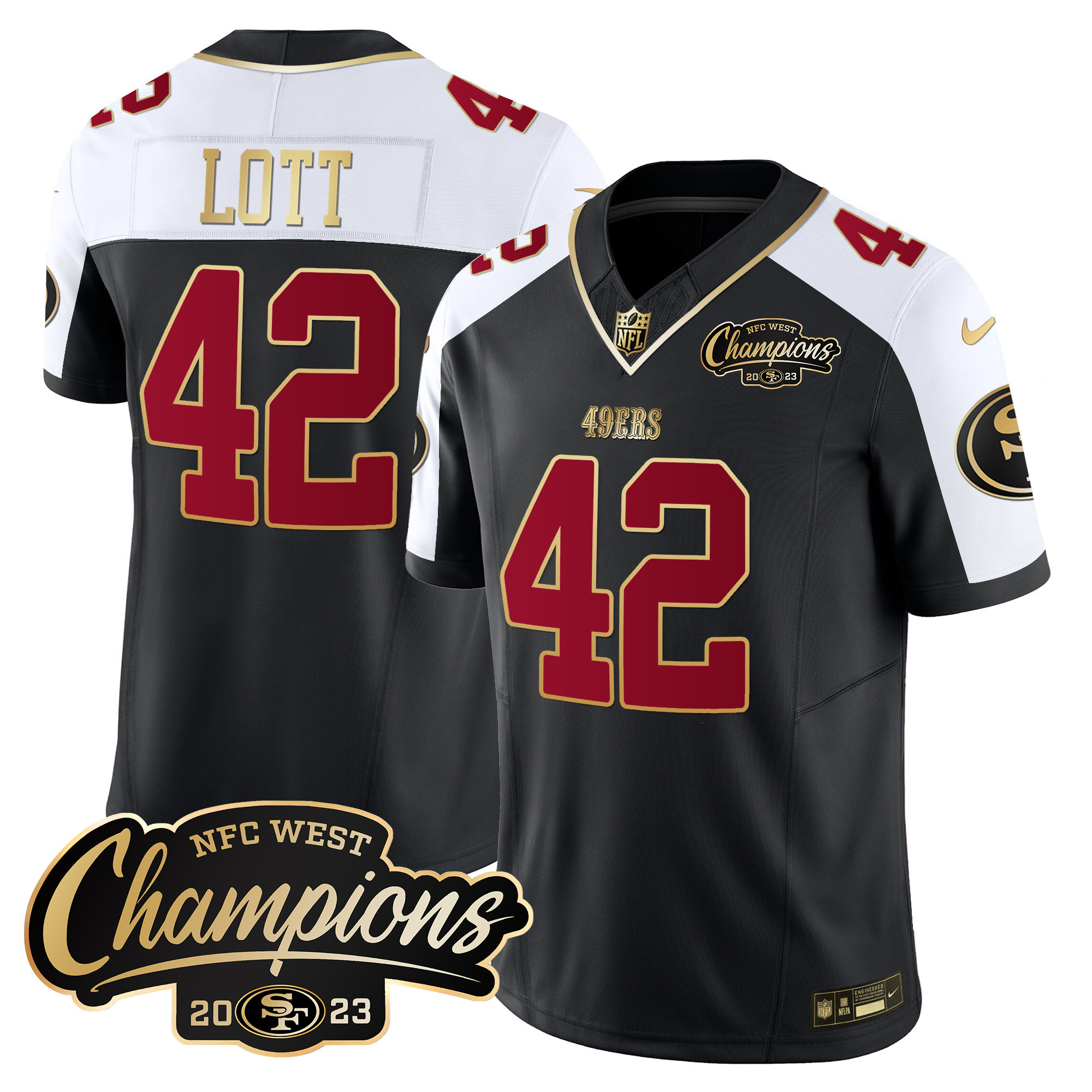 Men's 49ers 2023 NFC West Champions Patch Vapor Jersey - All Stitched - Image 9