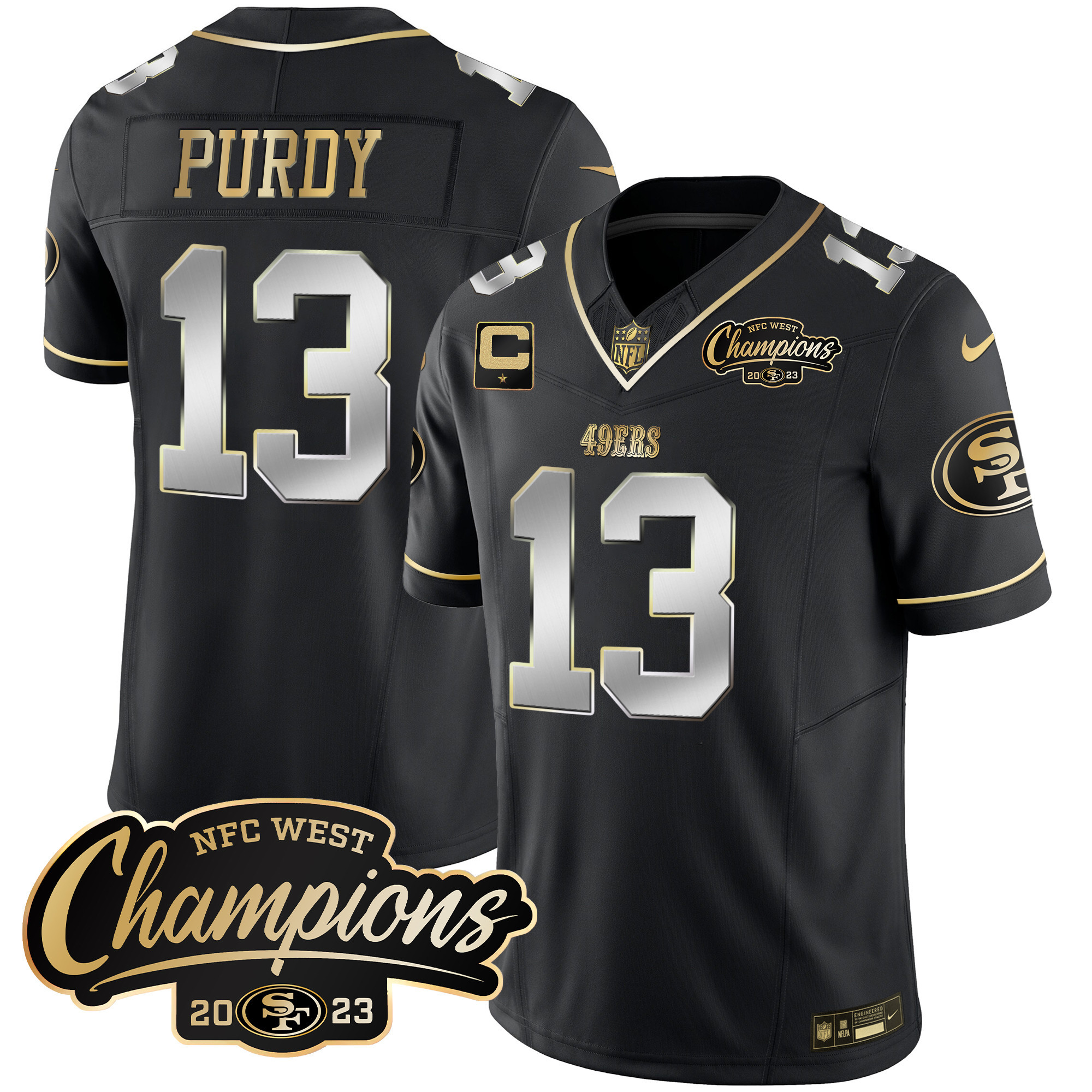 Men's 49ers 2023 NFC West Champions Patch Vapor Jersey - All Stitched - Image 43