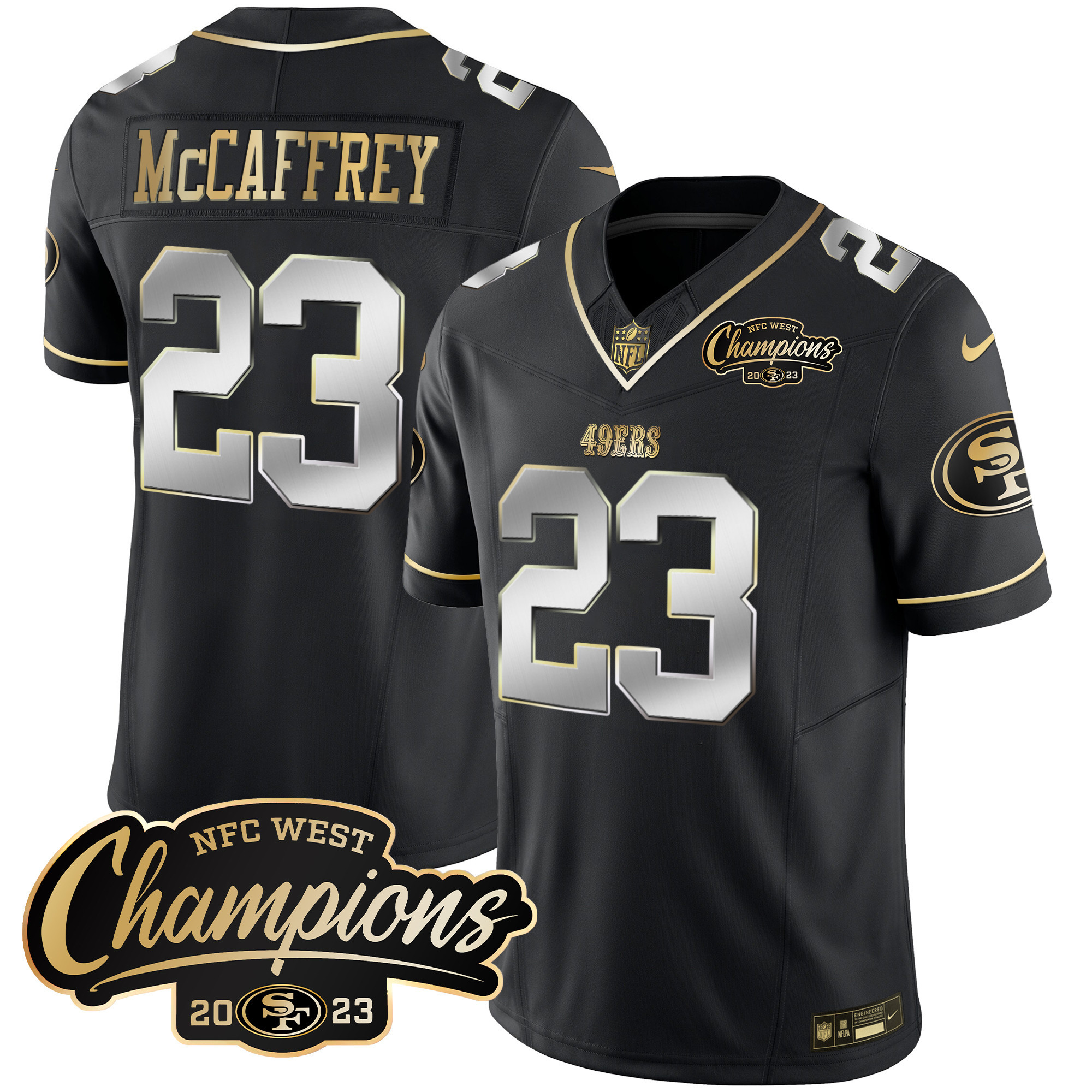Men's 49ers 2023 NFC West Champions Patch Vapor Jersey - All Stitched - Image 41