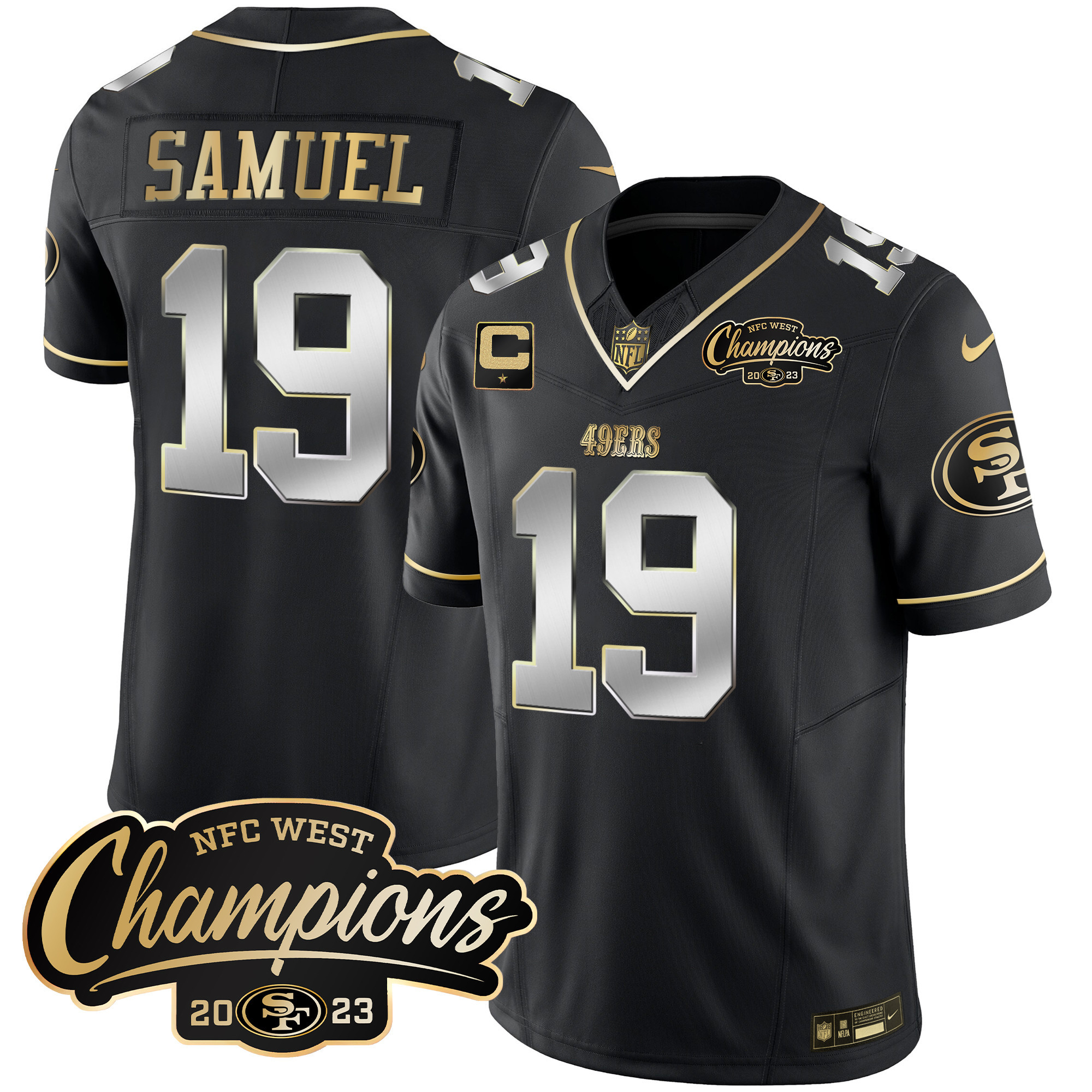 Men's 49ers 2023 NFC West Champions Patch Vapor Jersey - All Stitched - Image 42