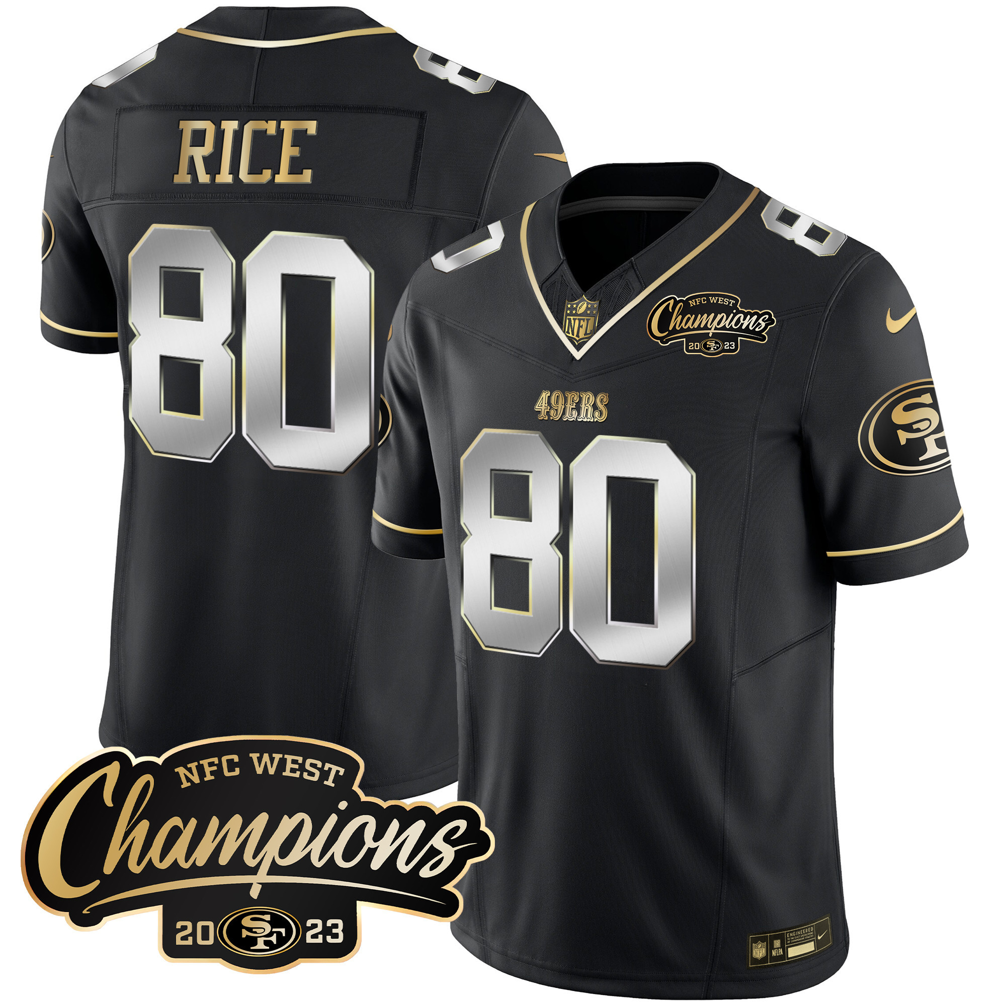 Men's 49ers 2023 NFC West Champions Patch Vapor Jersey - All Stitched - Image 46