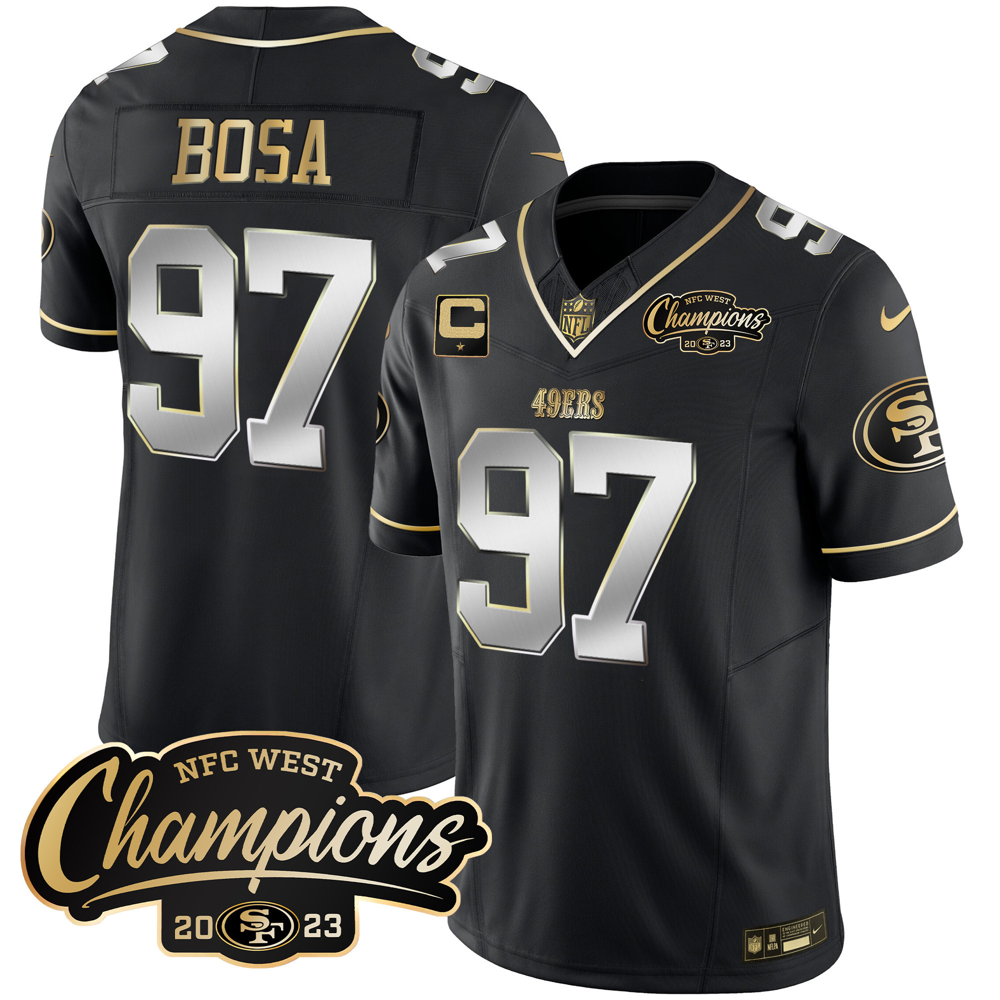 Men's 49ers 2023 NFC West Champions Patch Vapor Jersey - All Stitched - Image 47