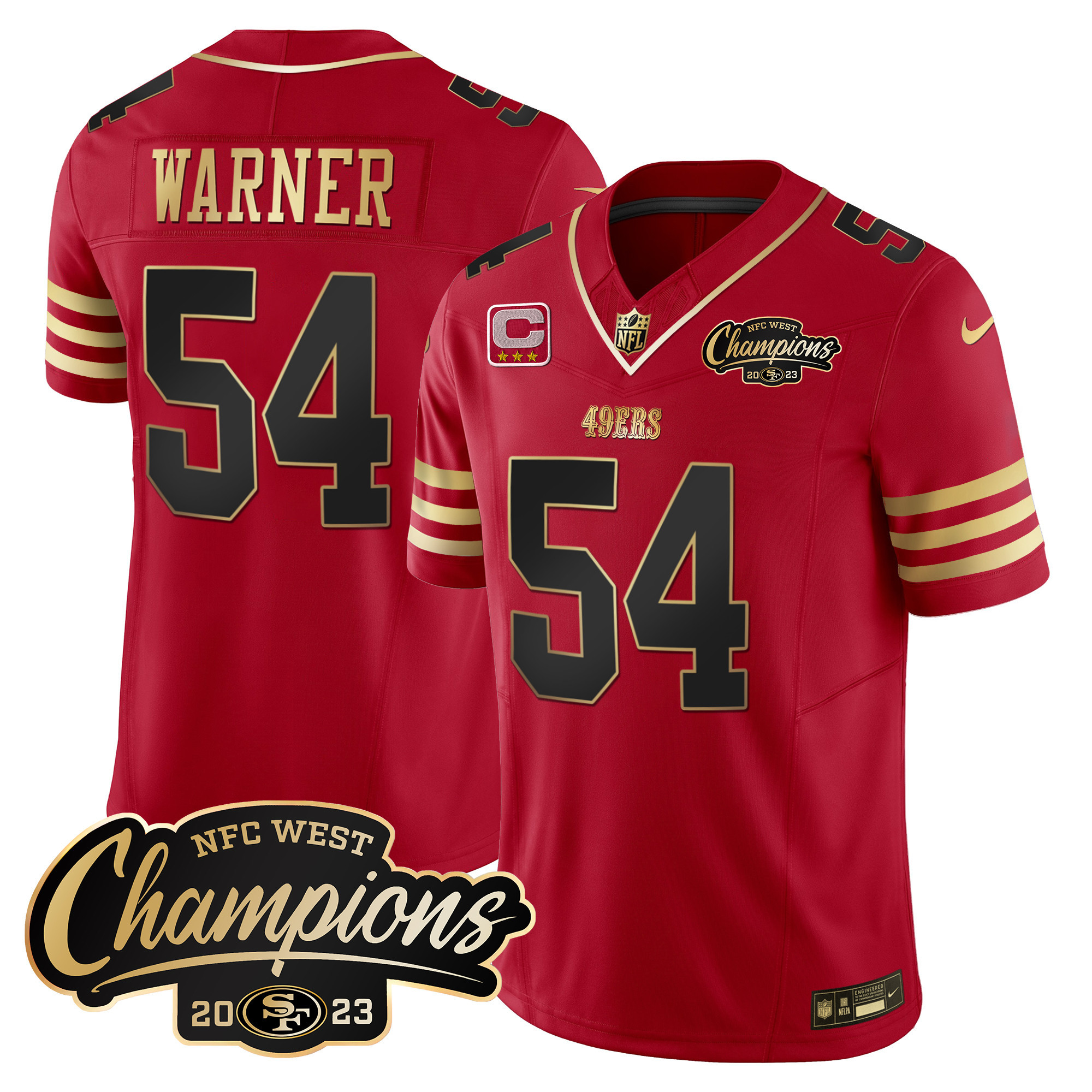 Men's 49ers 2023 NFC West Champions Patch Vapor Jersey - All Stitched - Image 15