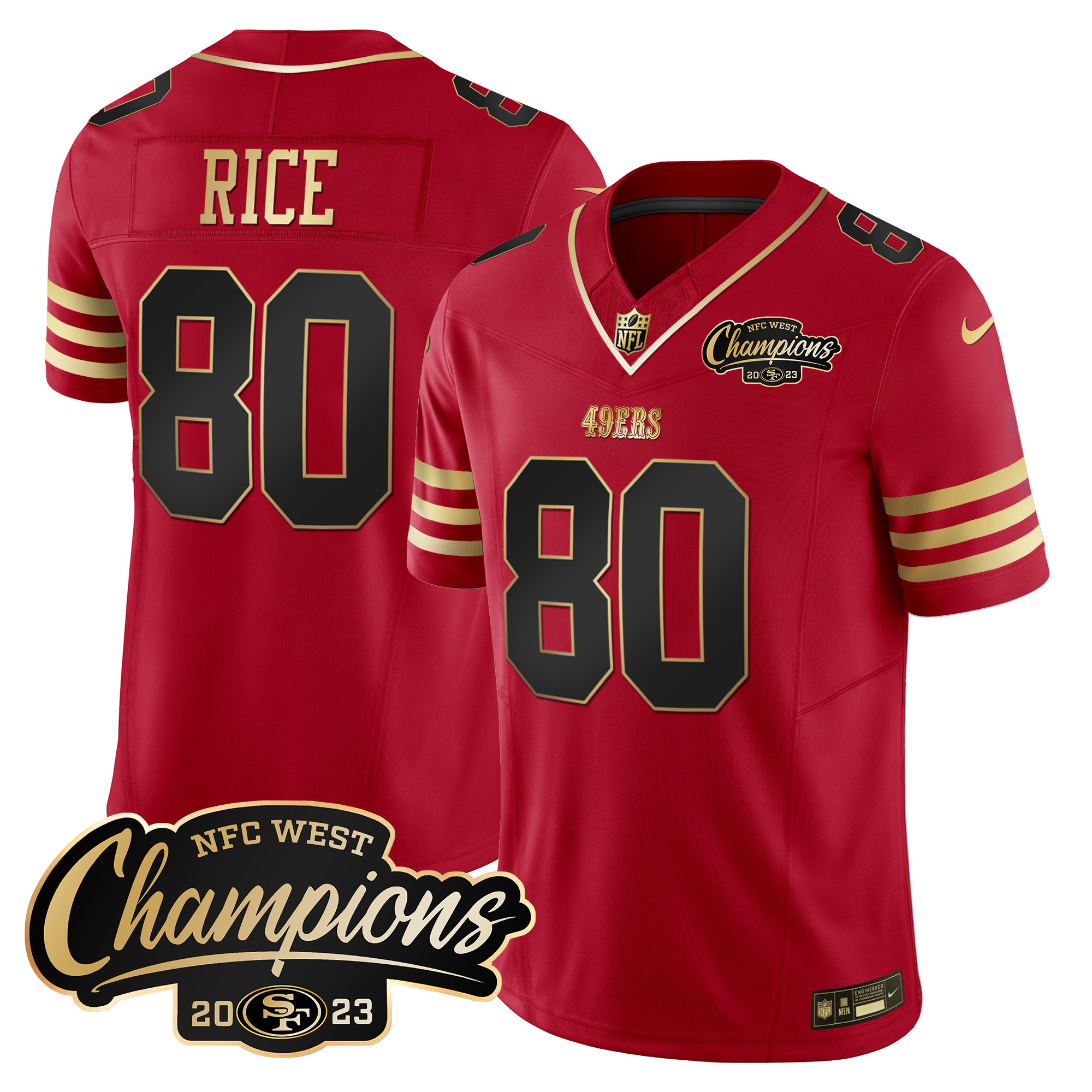 Men's 49ers 2023 NFC West Champions Patch Vapor Jersey - All Stitched - Image 16
