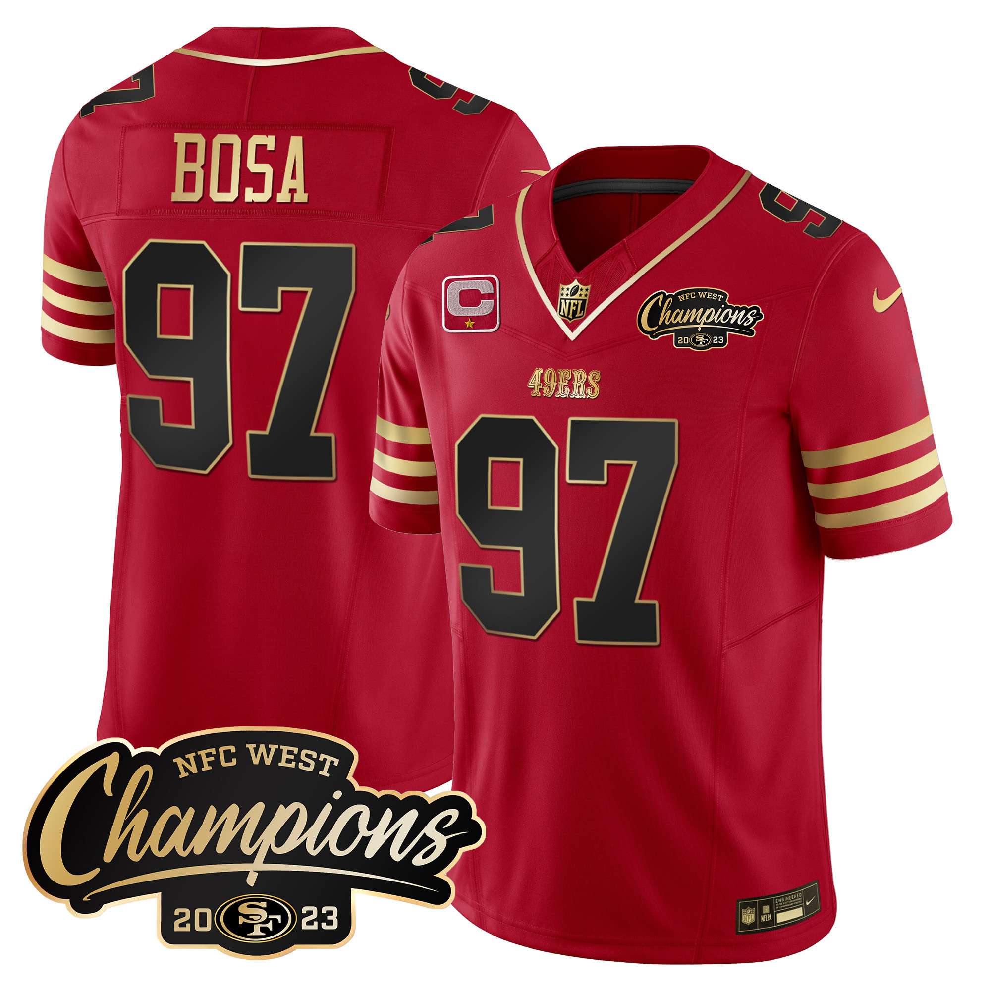 Men's 49ers 2023 NFC West Champions Patch Vapor Jersey - All Stitched - Image 17