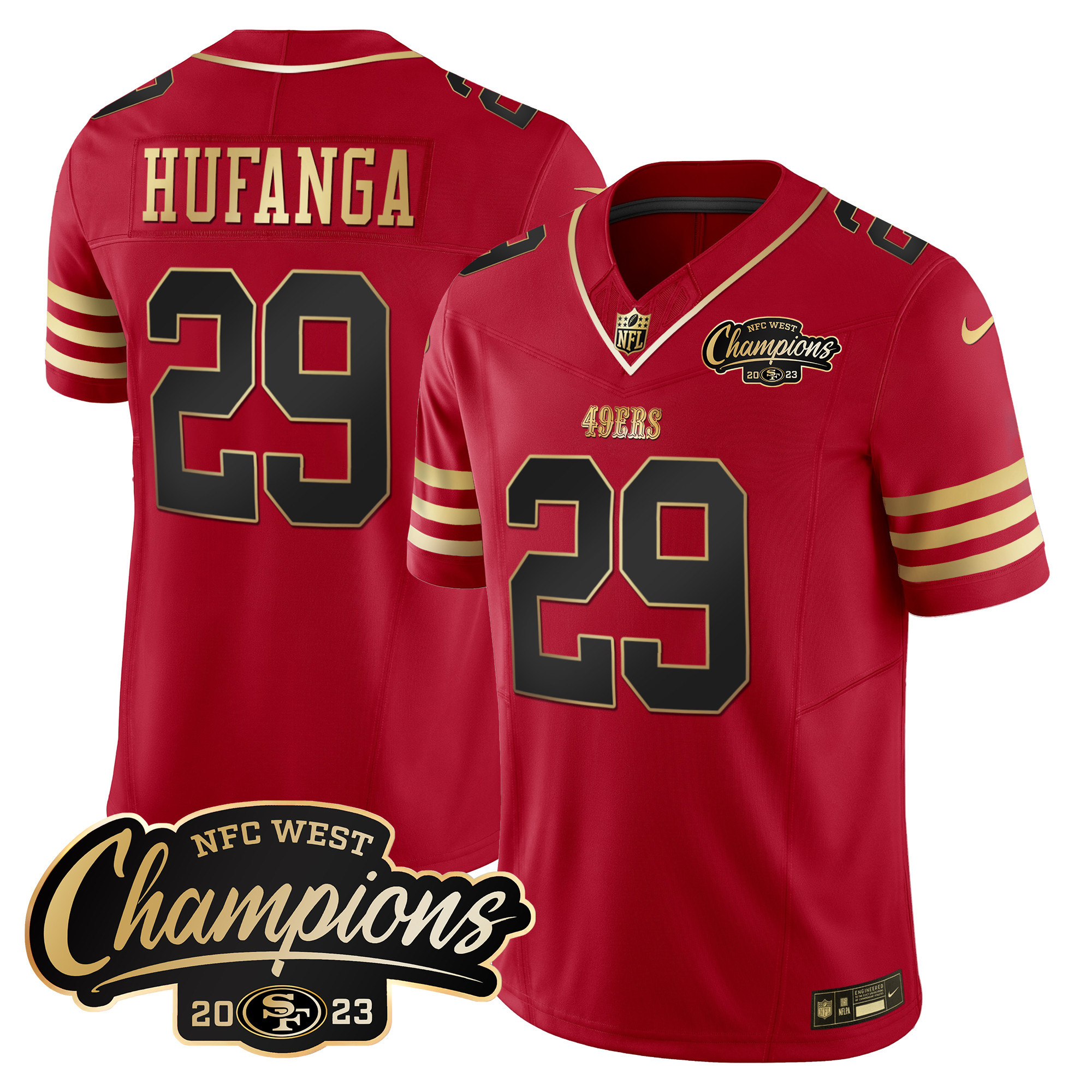 Men's 49ers 2023 NFC West Champions Patch Vapor Jersey - All Stitched - Image 20