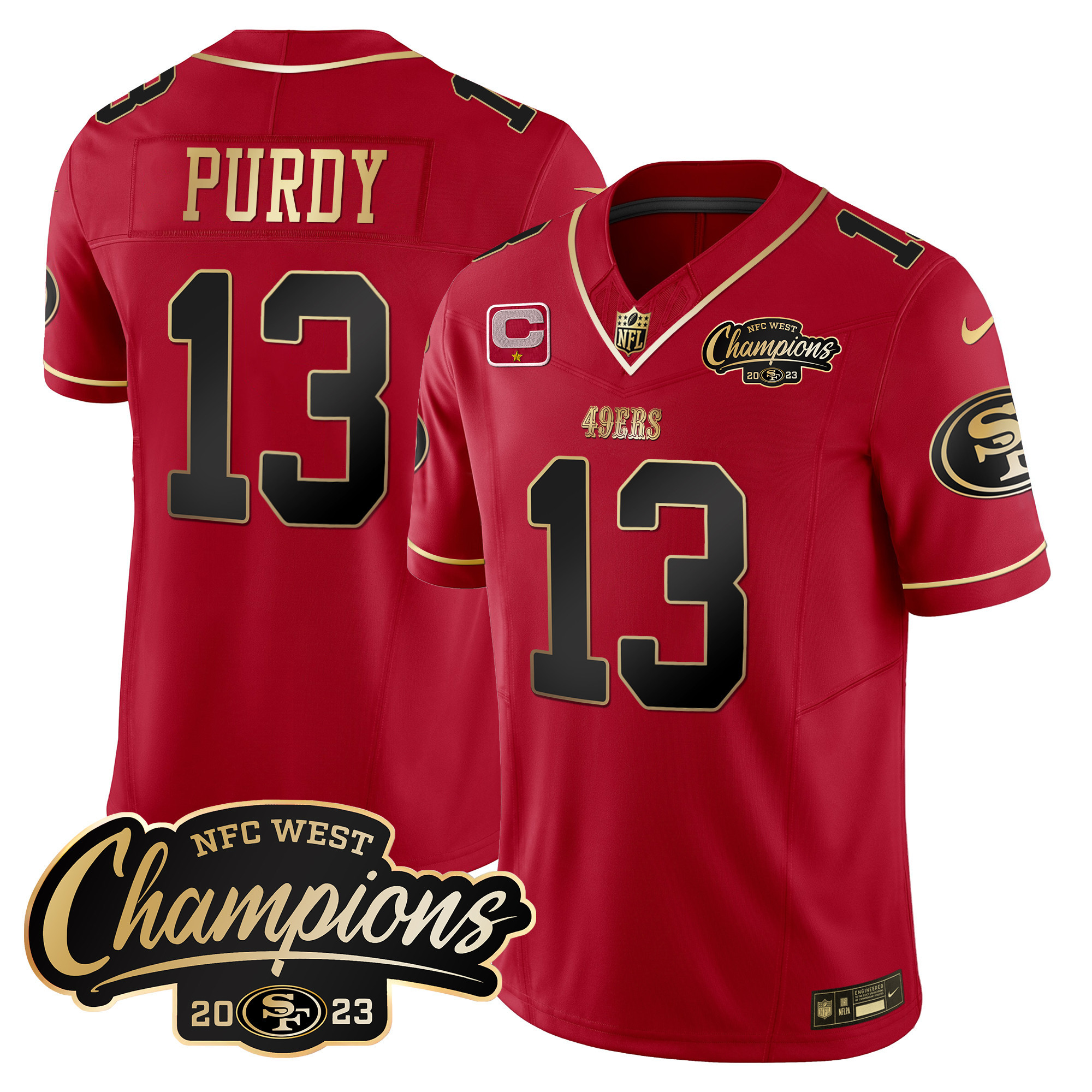 Men's 49ers 2023 NFC West Champions Patch Vapor Jersey - All Stitched - Image 23