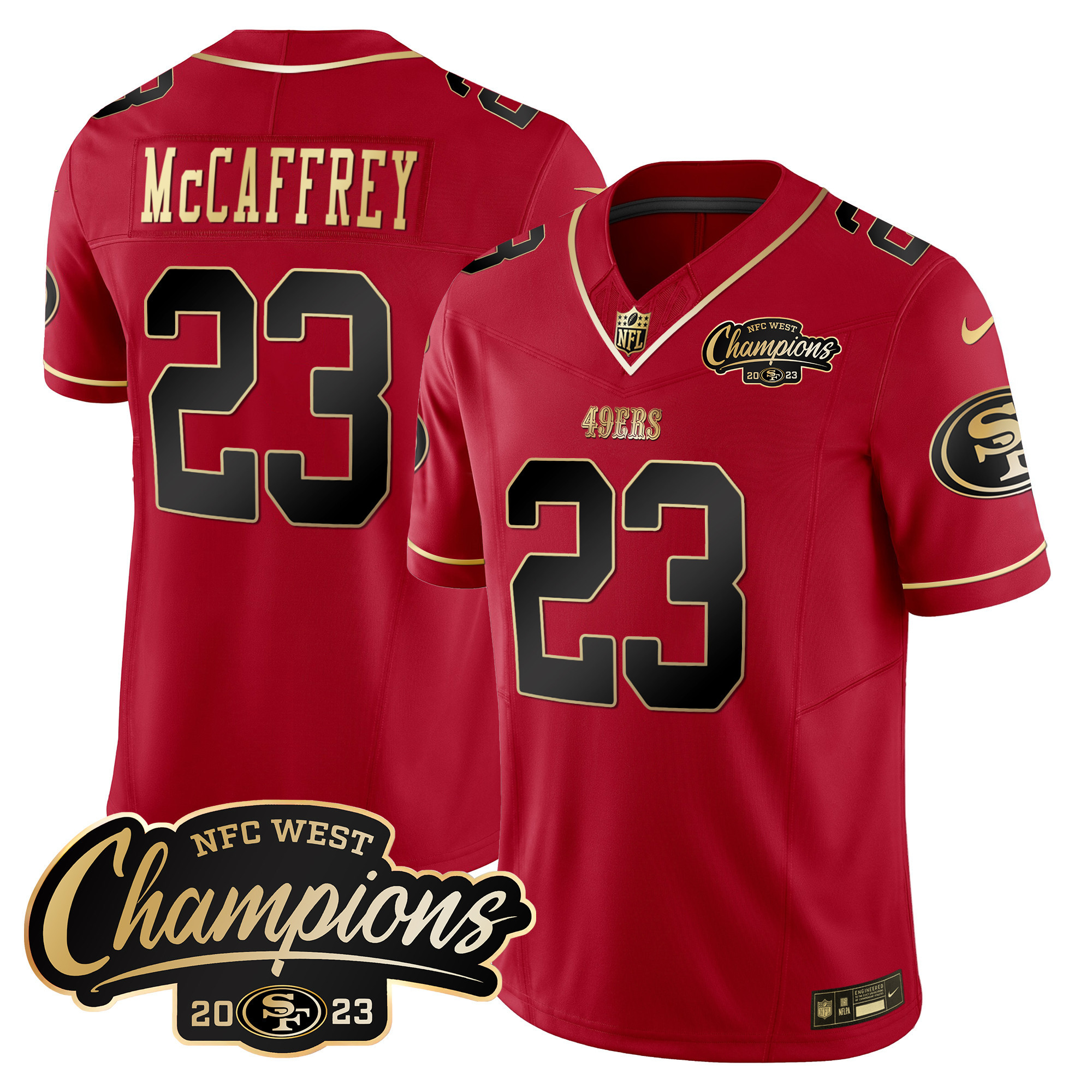 Men's 49ers 2023 NFC West Champions Patch Vapor Jersey - All Stitched - Image 21
