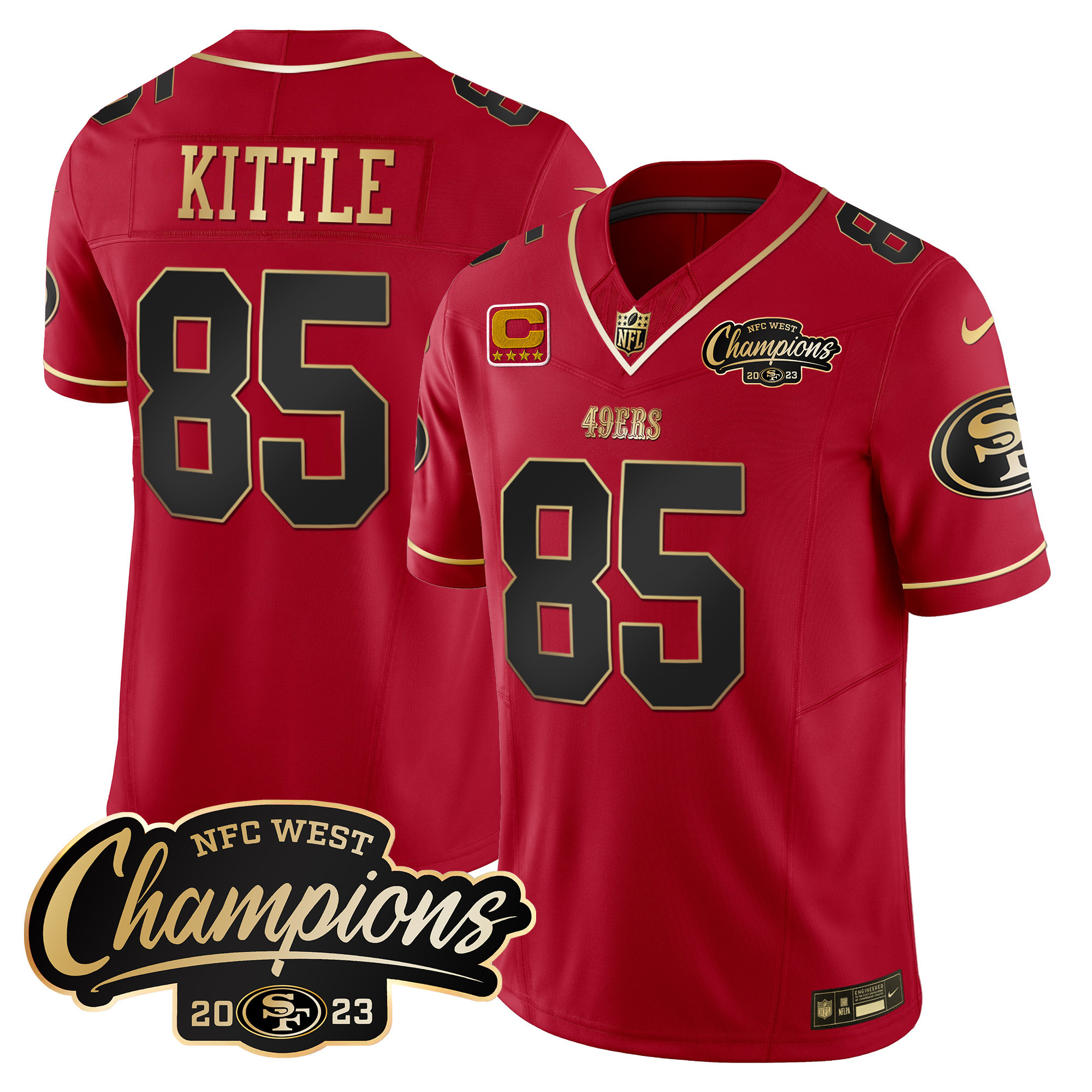 Men's 49ers 2023 NFC West Champions Patch Vapor Jersey - All Stitched - Image 24