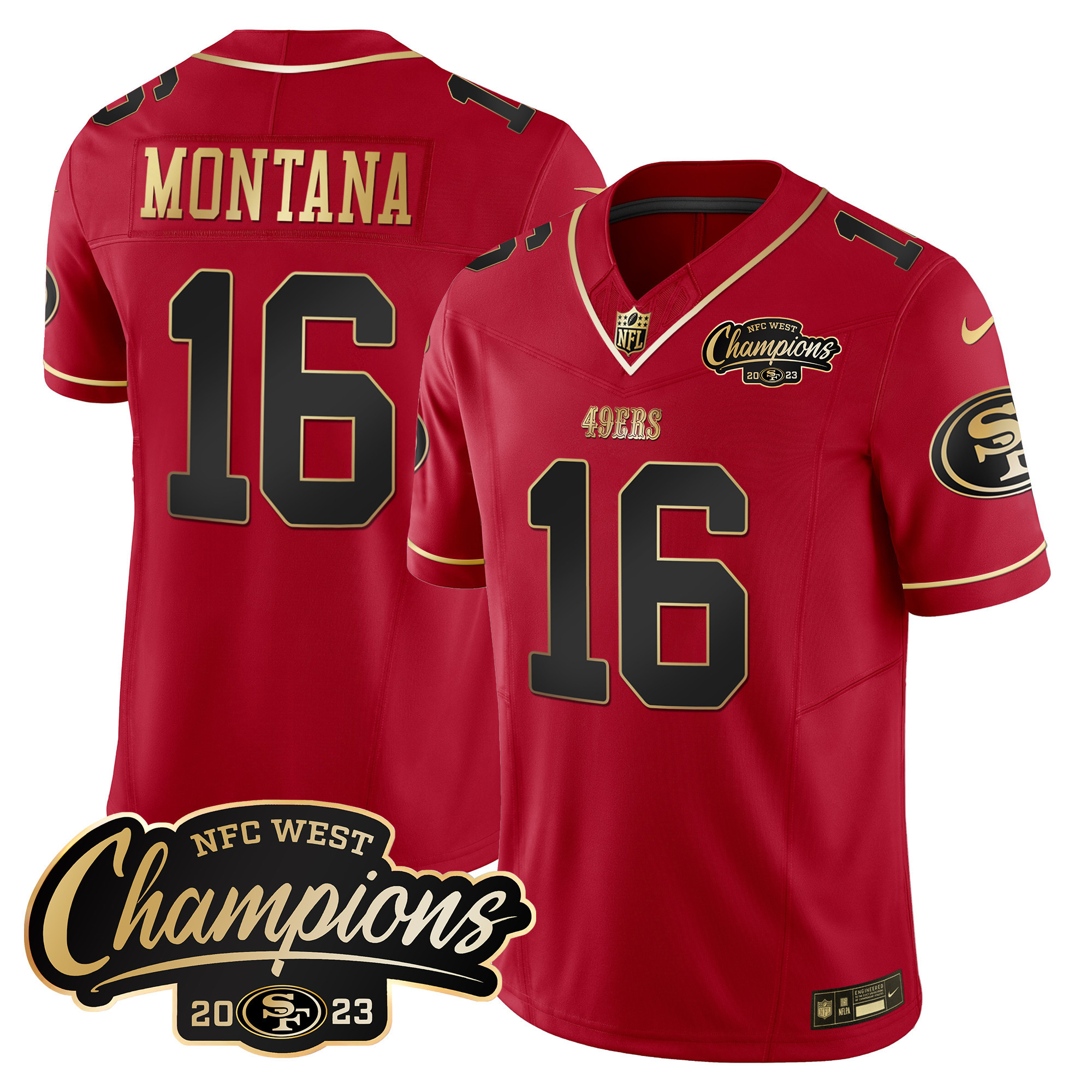 Men's 49ers 2023 NFC West Champions Patch Vapor Jersey - All Stitched - Image 28