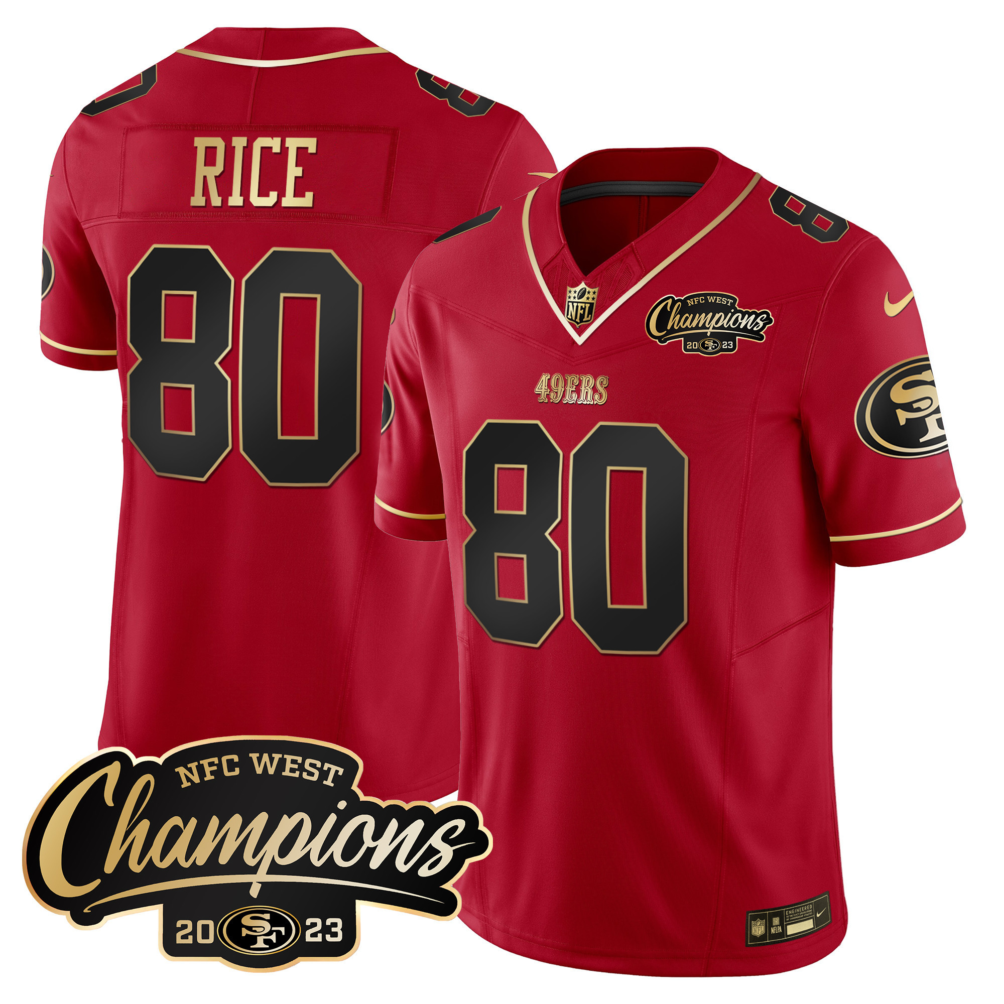 Men's 49ers 2023 NFC West Champions Patch Vapor Jersey - All Stitched - Image 26