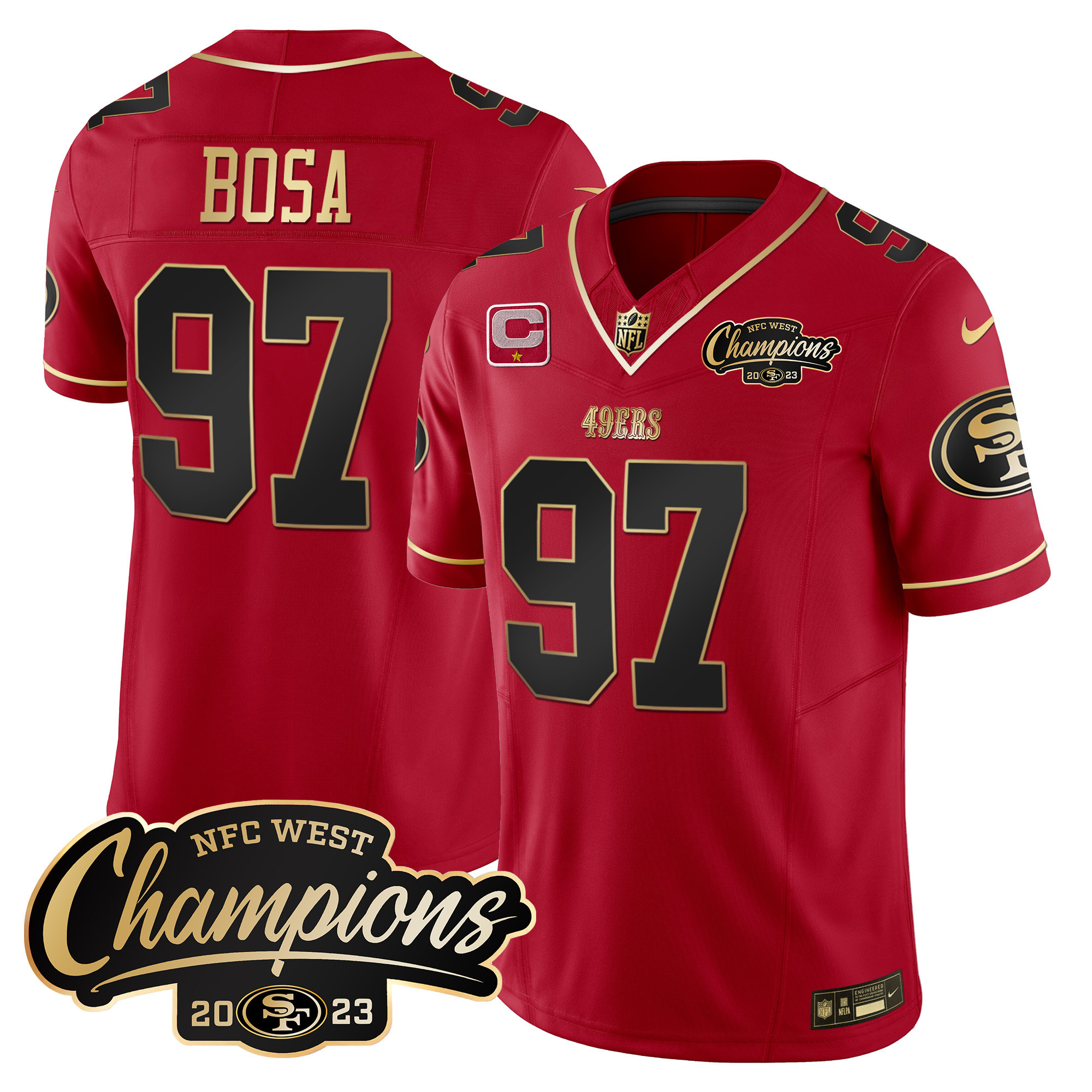Men's 49ers 2023 NFC West Champions Patch Vapor Jersey - All Stitched - Image 27