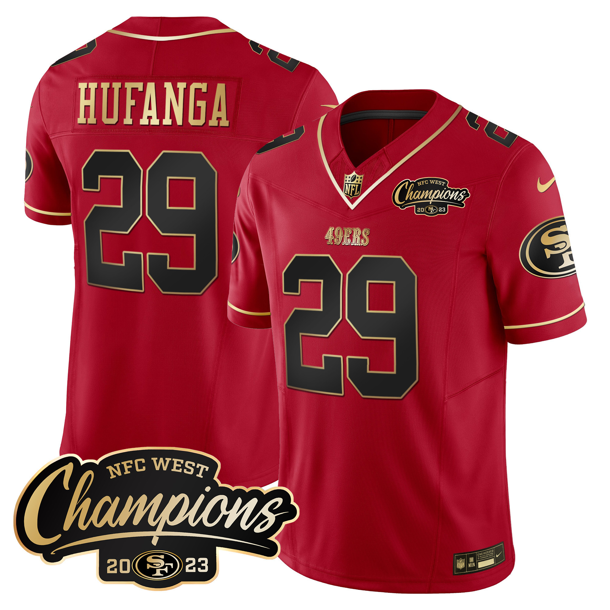 Men's 49ers 2023 NFC West Champions Patch Vapor Jersey - All Stitched - Image 30