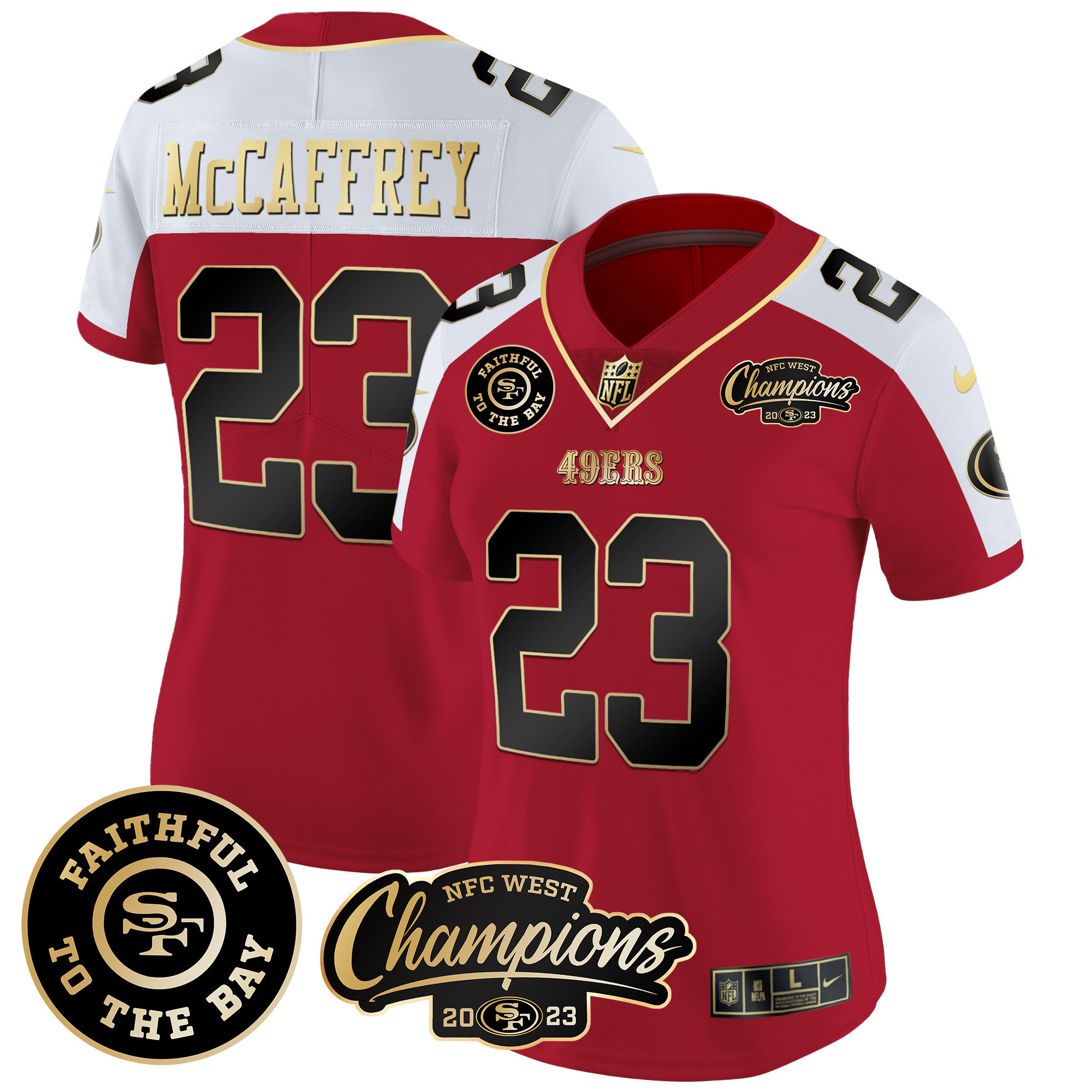 Women's 49ers Faithful & 2023 NFC West Champions Patch Vapor Jersey - All Stitched - Image 41