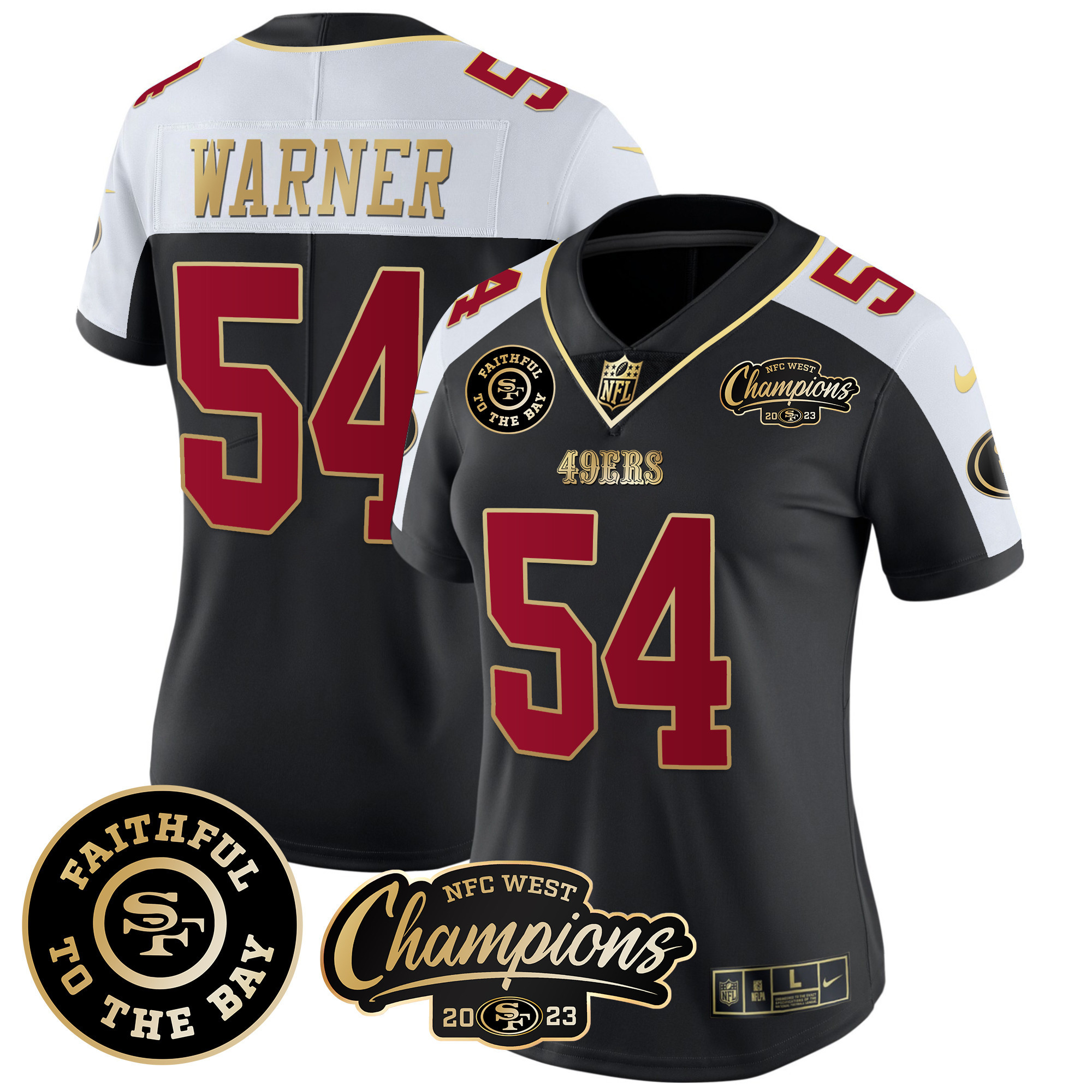 Women's 49ers Faithful & 2023 NFC West Champions Patch Vapor Jersey - All Stitched - Image 5