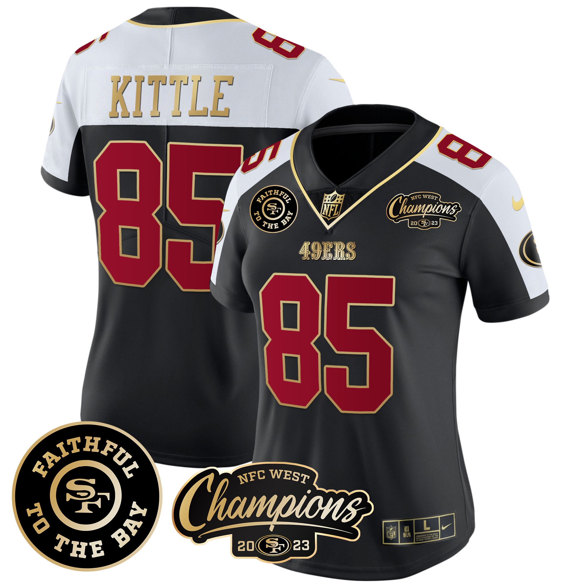 Women's 49ers Faithful & 2023 NFC West Champions Patch Vapor Jersey - All Stitched - Image 4