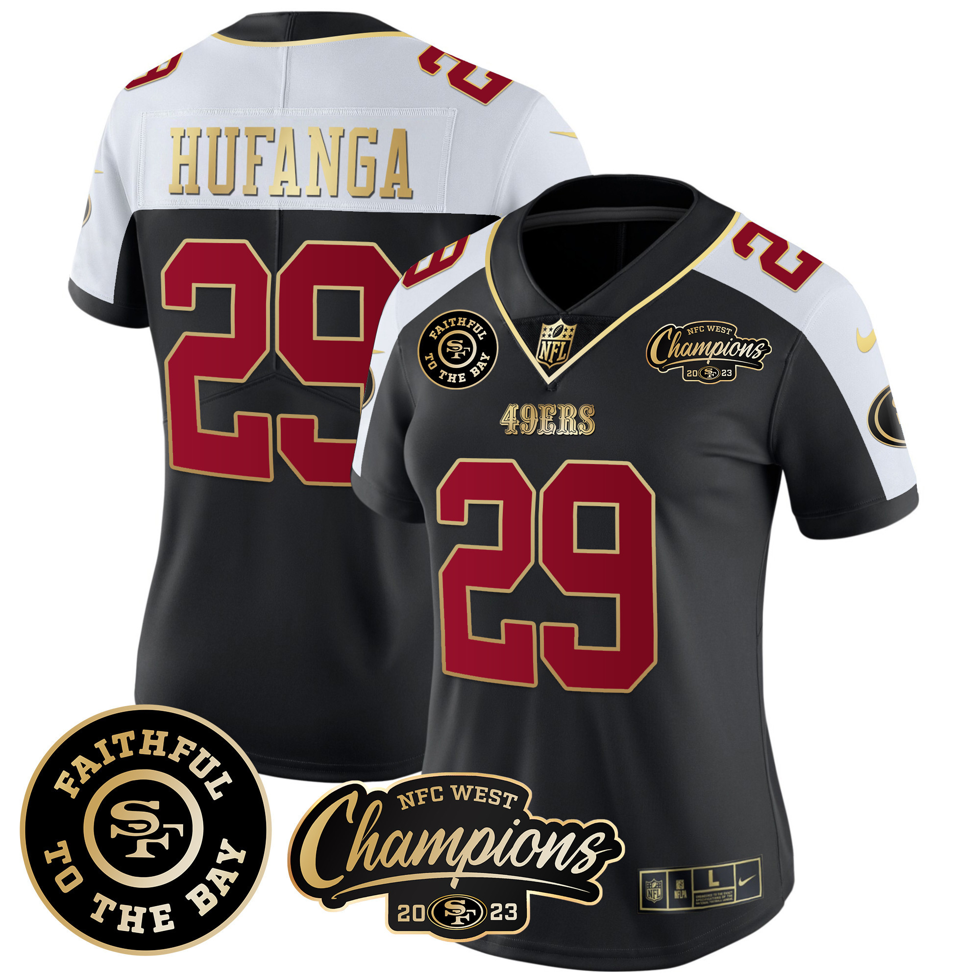 Women's 49ers Faithful & 2023 NFC West Champions Patch Vapor Jersey - All Stitched - Image 10