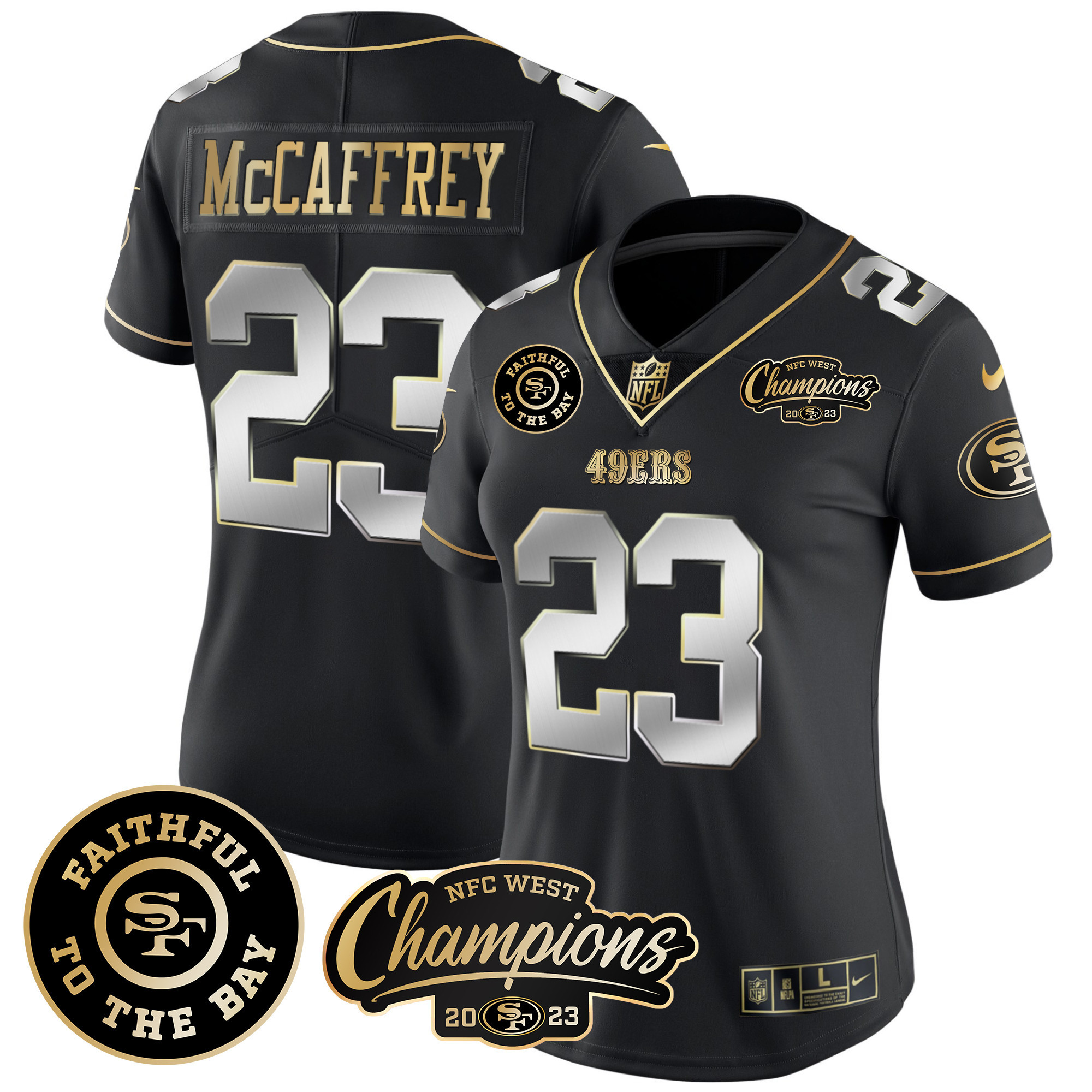 Women's 49ers Faithful & 2023 NFC West Champions Patch Vapor Jersey - All Stitched - Image 31