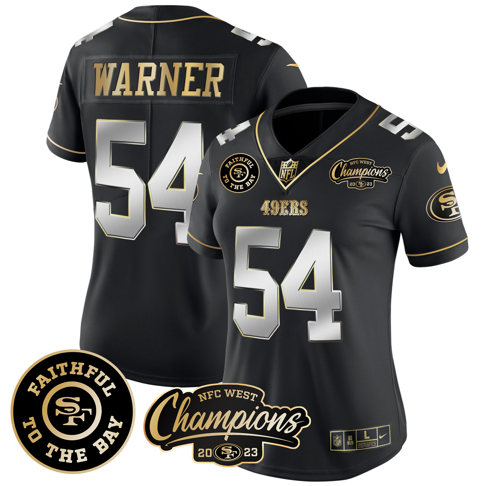 Women's 49ers Faithful & 2023 NFC West Champions Patch Vapor Jersey - All Stitched - Image 35