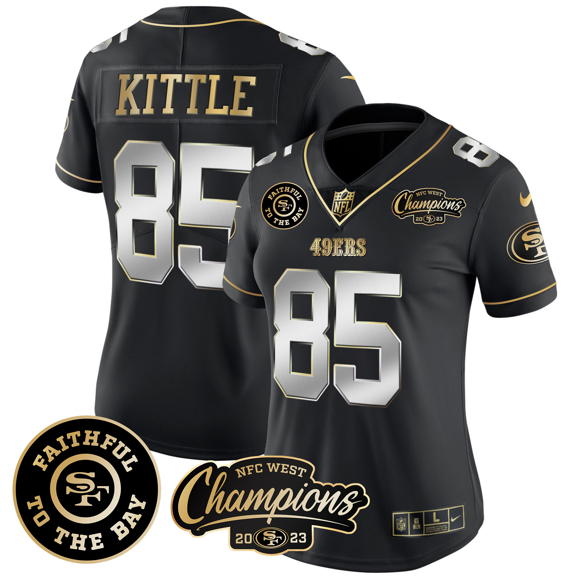 Women's 49ers Faithful & 2023 NFC West Champions Patch Vapor Jersey - All Stitched - Image 34