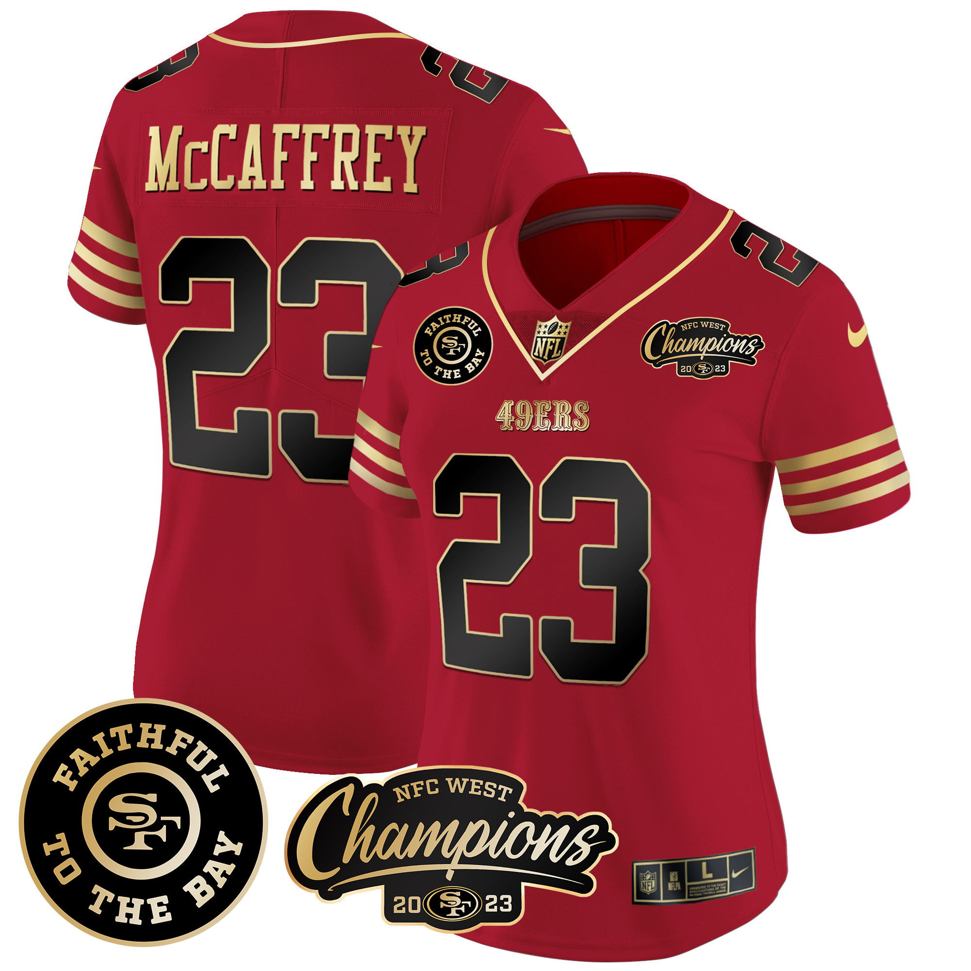 Women's 49ers Faithful & 2023 NFC West Champions Patch Vapor Jersey - All Stitched - Image 11