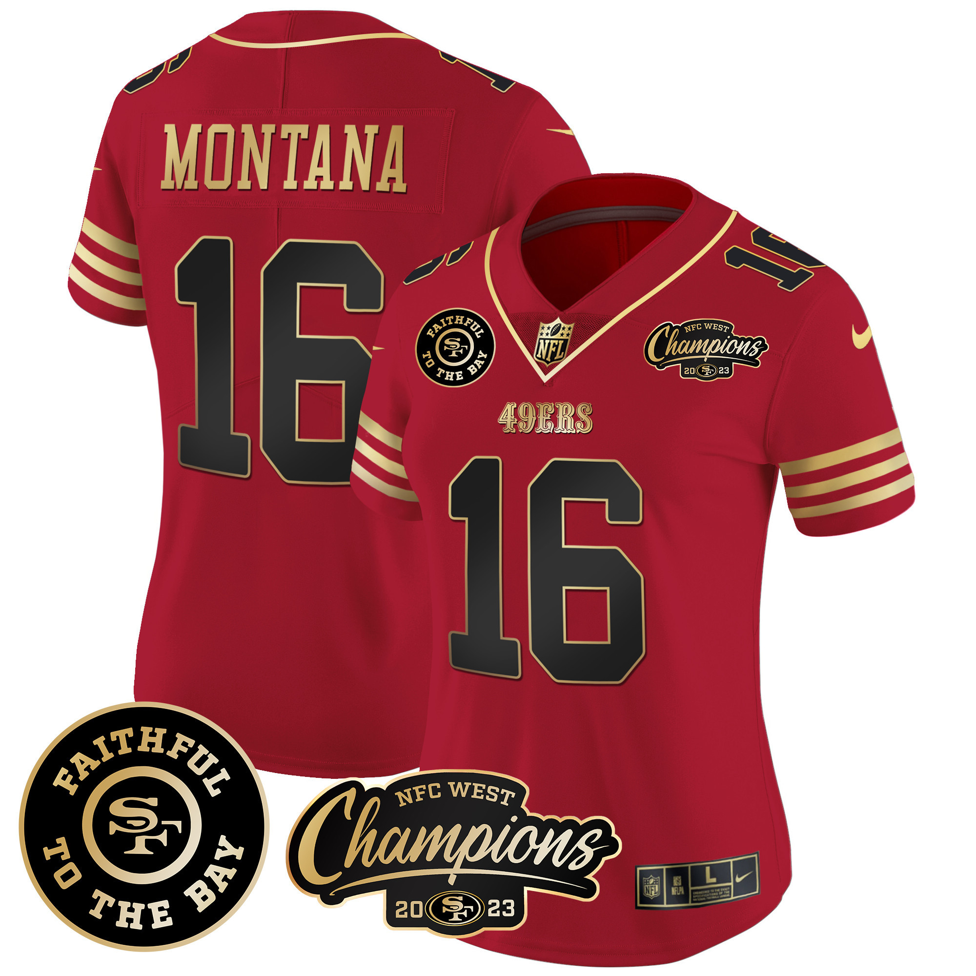 Women's 49ers Faithful & 2023 NFC West Champions Patch Vapor Jersey - All Stitched - Image 18
