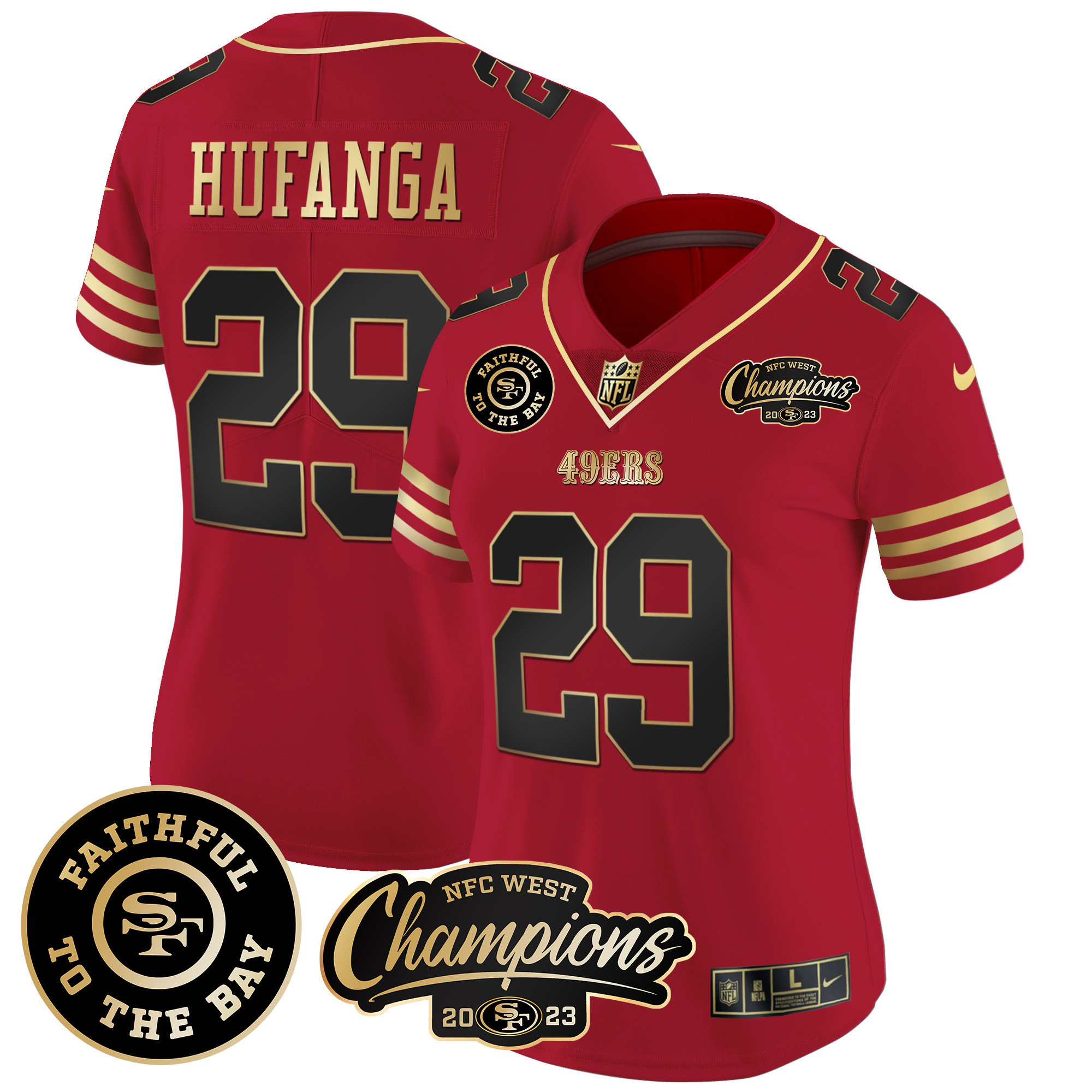 Women's 49ers Faithful & 2023 NFC West Champions Patch Vapor Jersey - All Stitched - Image 20