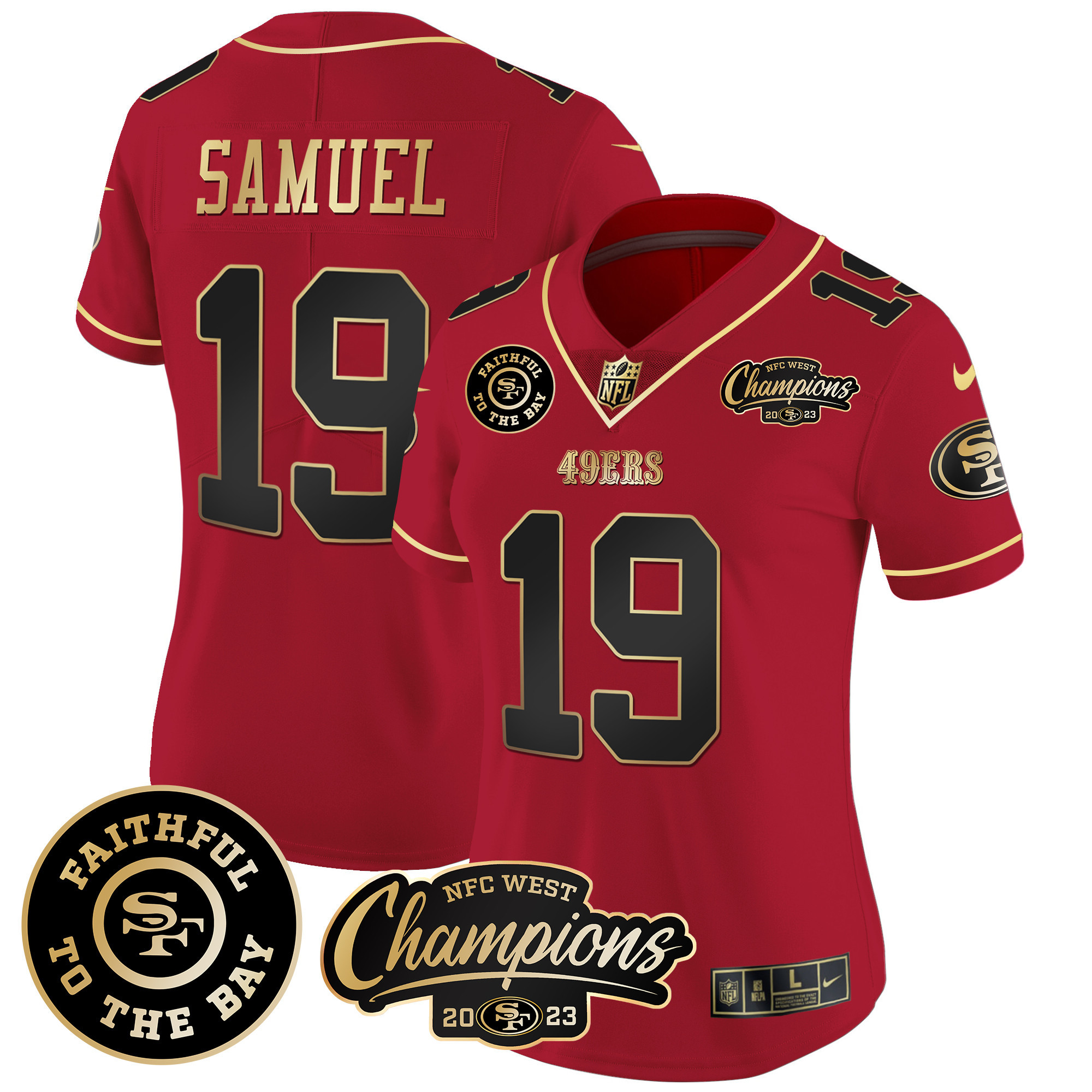 Women's 49ers Faithful & 2023 NFC West Champions Patch Vapor Jersey - All Stitched - Image 22