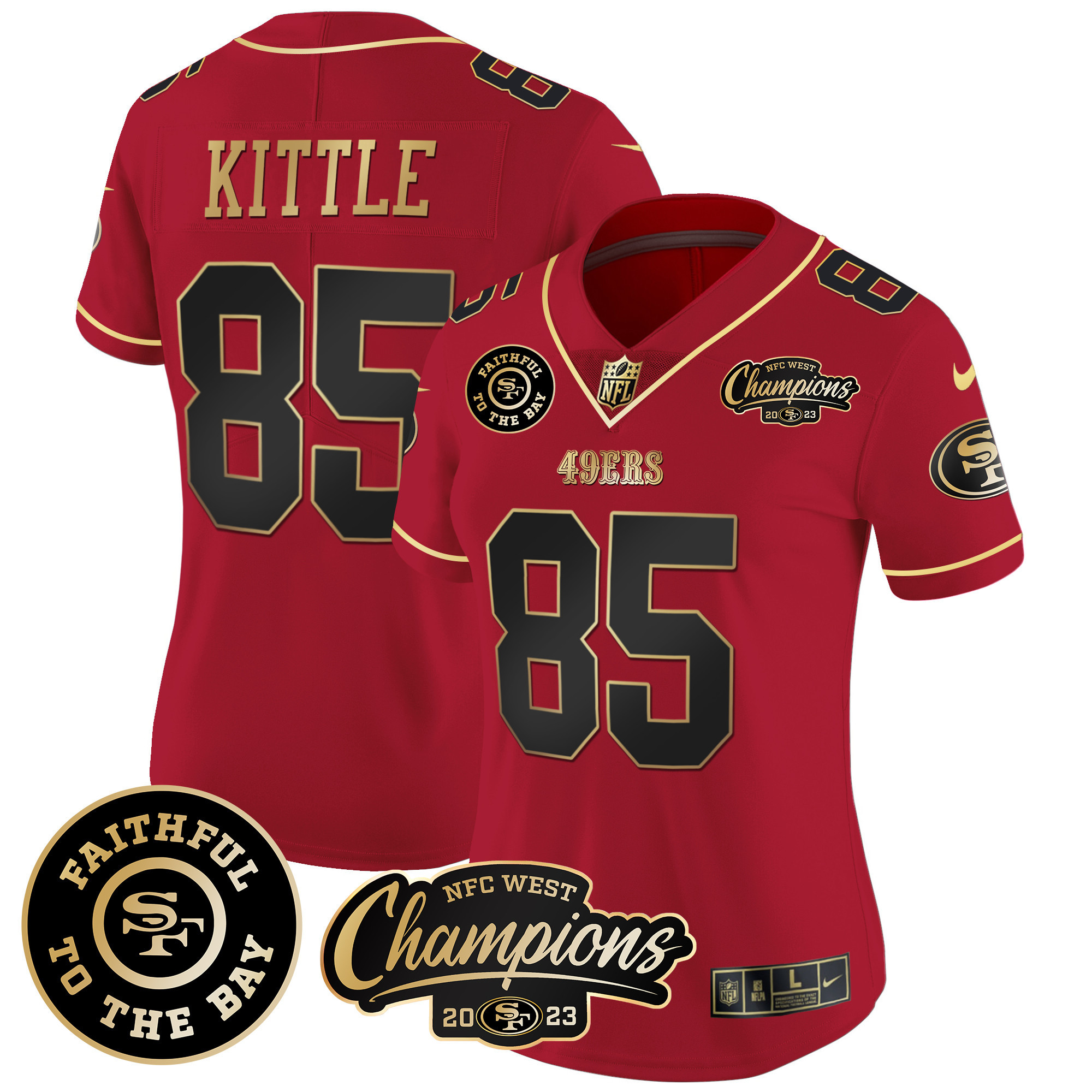 Women's 49ers Faithful & 2023 NFC West Champions Patch Vapor Jersey - All Stitched - Image 24