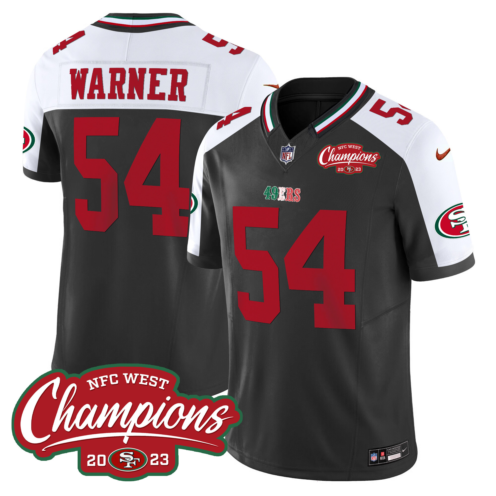 Men's 49ers Mexico 2023 NFC West Champions Patch Vapor Jersey - All Stitched - Image 31