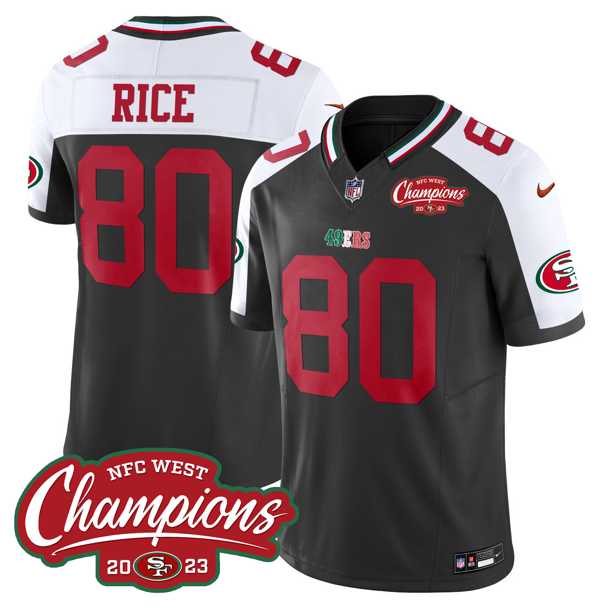 Men's 49ers Mexico 2023 NFC West Champions Patch Vapor Jersey - All Stitched - Image 36