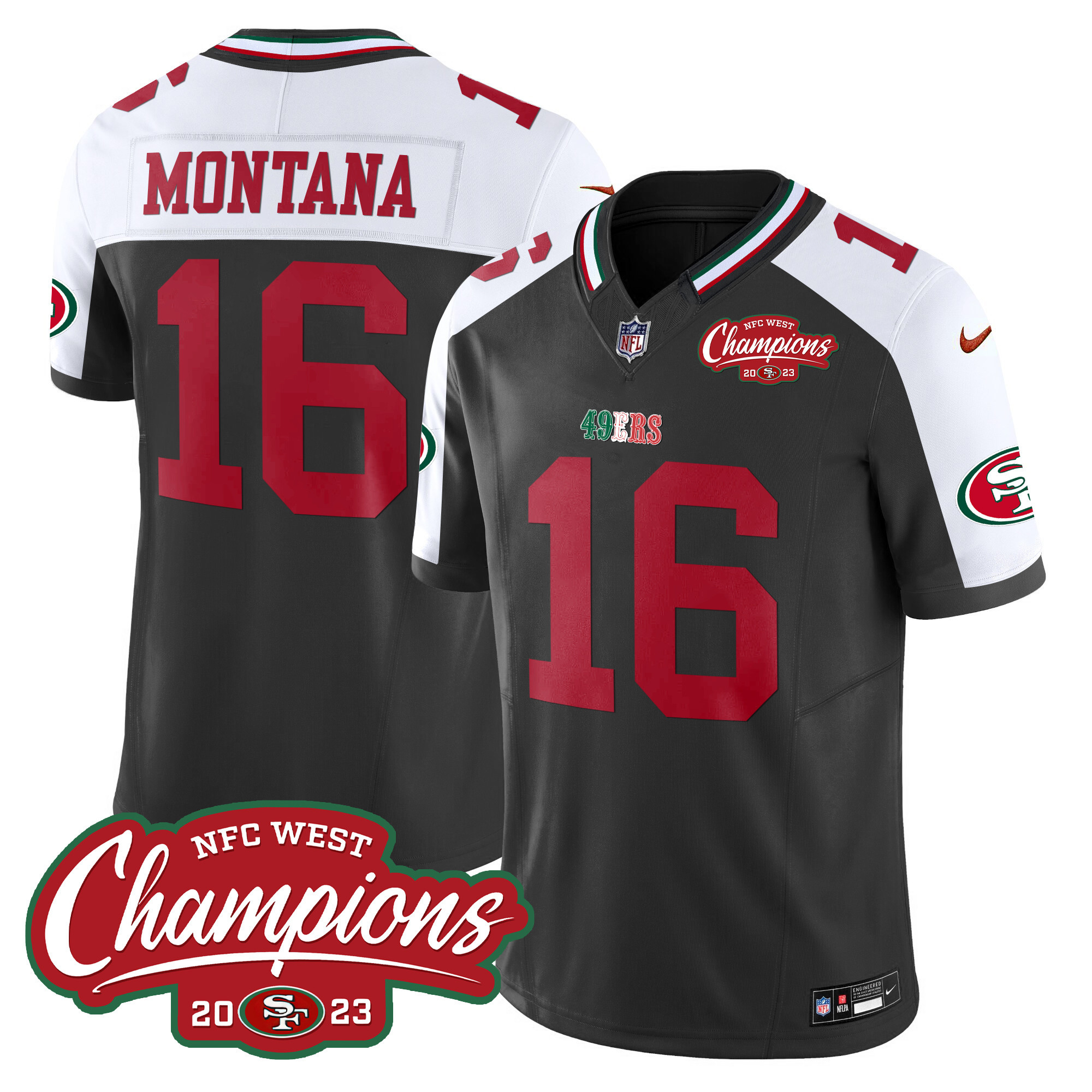 Men's 49ers Mexico 2023 NFC West Champions Patch Vapor Jersey - All Stitched - Image 38